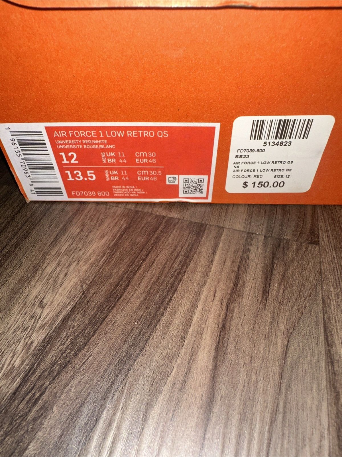 Nike Nike Air Force 1 Low Retro QS Red FD7039-600 Men’s Size 12 Size US 12 / EU 45 - 9 Thumbnail
