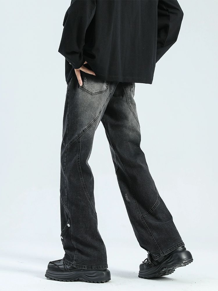 Japanese Brand Street black men's retro loose straight bootcut jeans Size US 32 / EU 48 - 5 Thumbnail