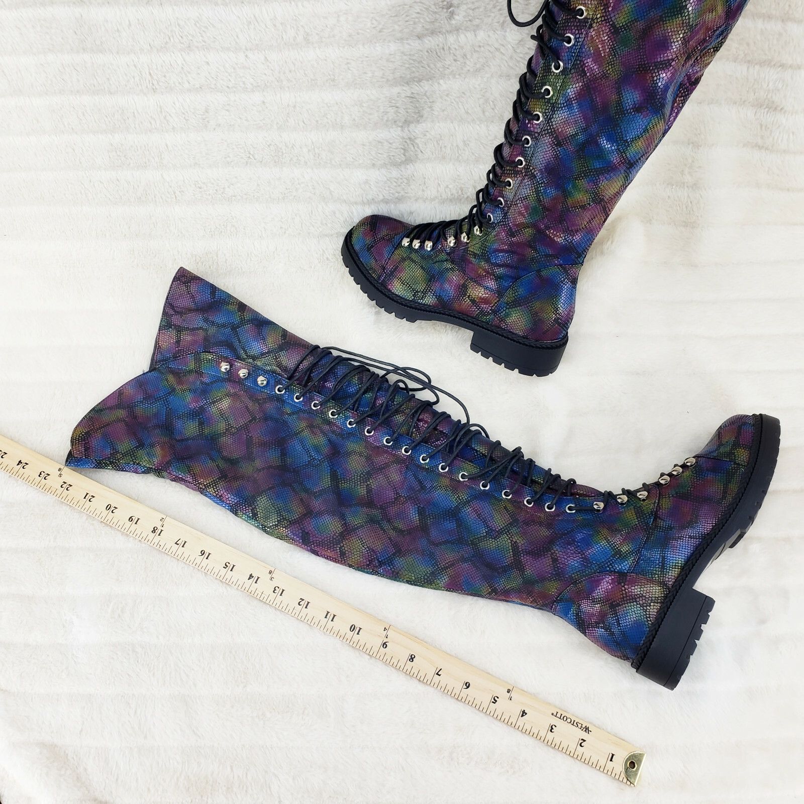 Other Travis Colorful Rainbow Snake Corset Lace Over the Knee Fash Size US 10 / IT 40 - 6 Thumbnail