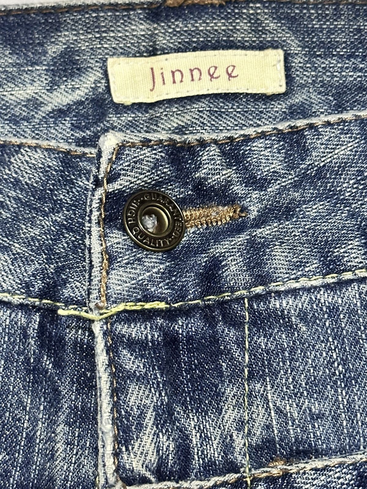 Japanese Brand Jinnee Jeans Double Waist Baggy Loose With Painted & Faded Size US 37 - 10 Thumbnail