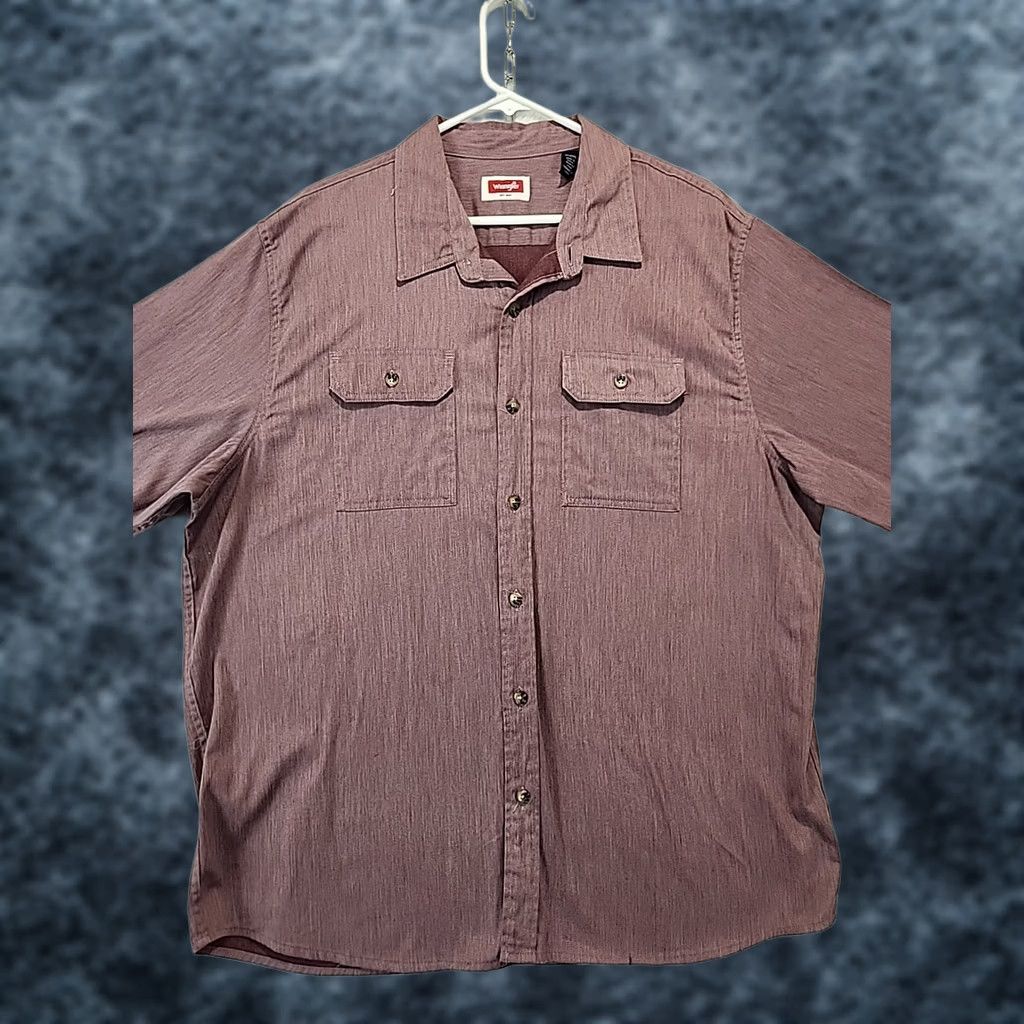 Wrangler Wrangler Men’s XL Short Sleeve Shirt Red Chambray Western Safari Pocket Button-Up Shirt Boys? Size US XL / EU 56 / 4 - 1 Thumbnail