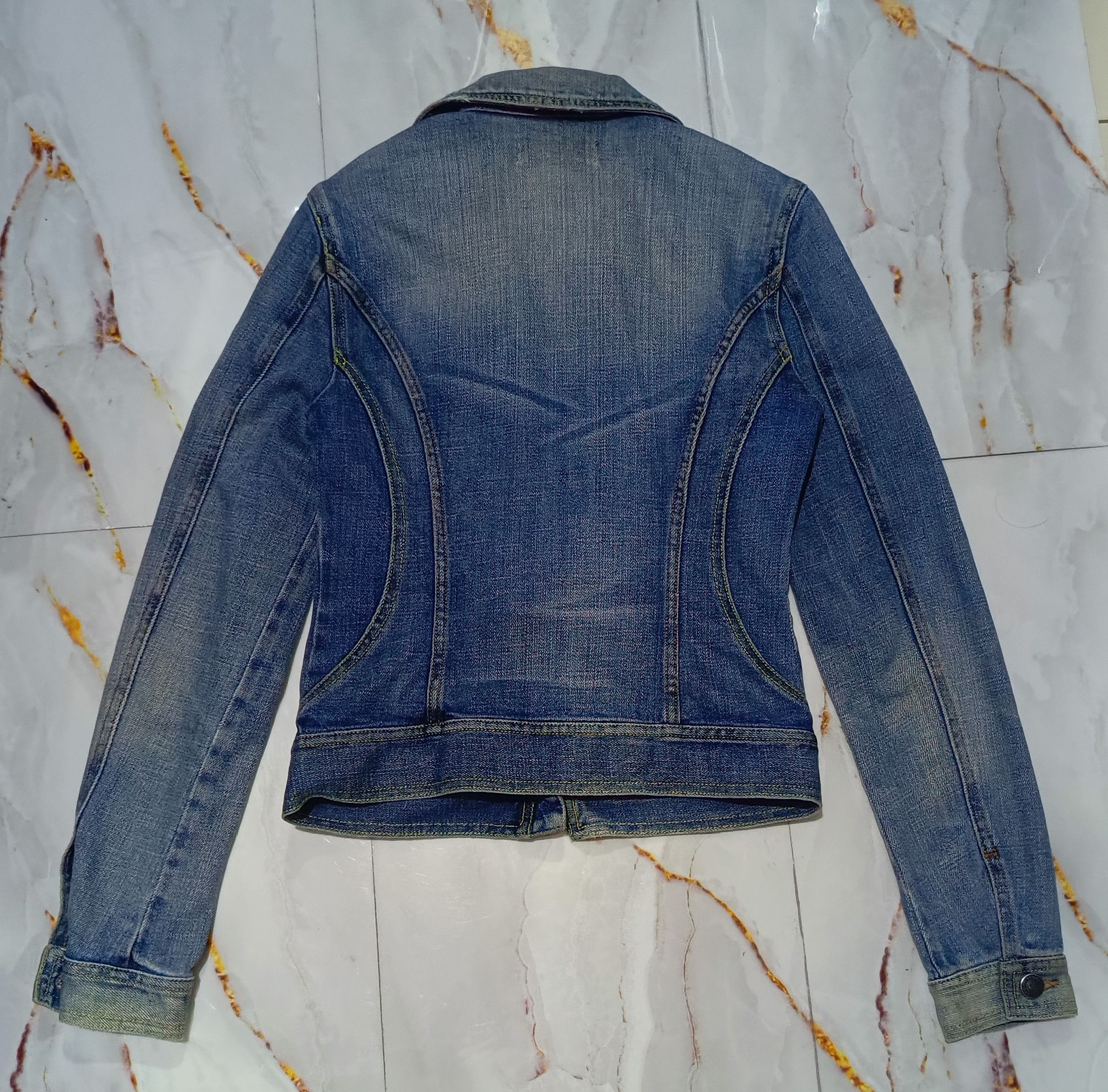 If Six Was Nine Benetton Italy 2 zip up rider multi pocket Denim Jacket Size XS / US 0-2 / IT 36-38 - 2 Thumbnail