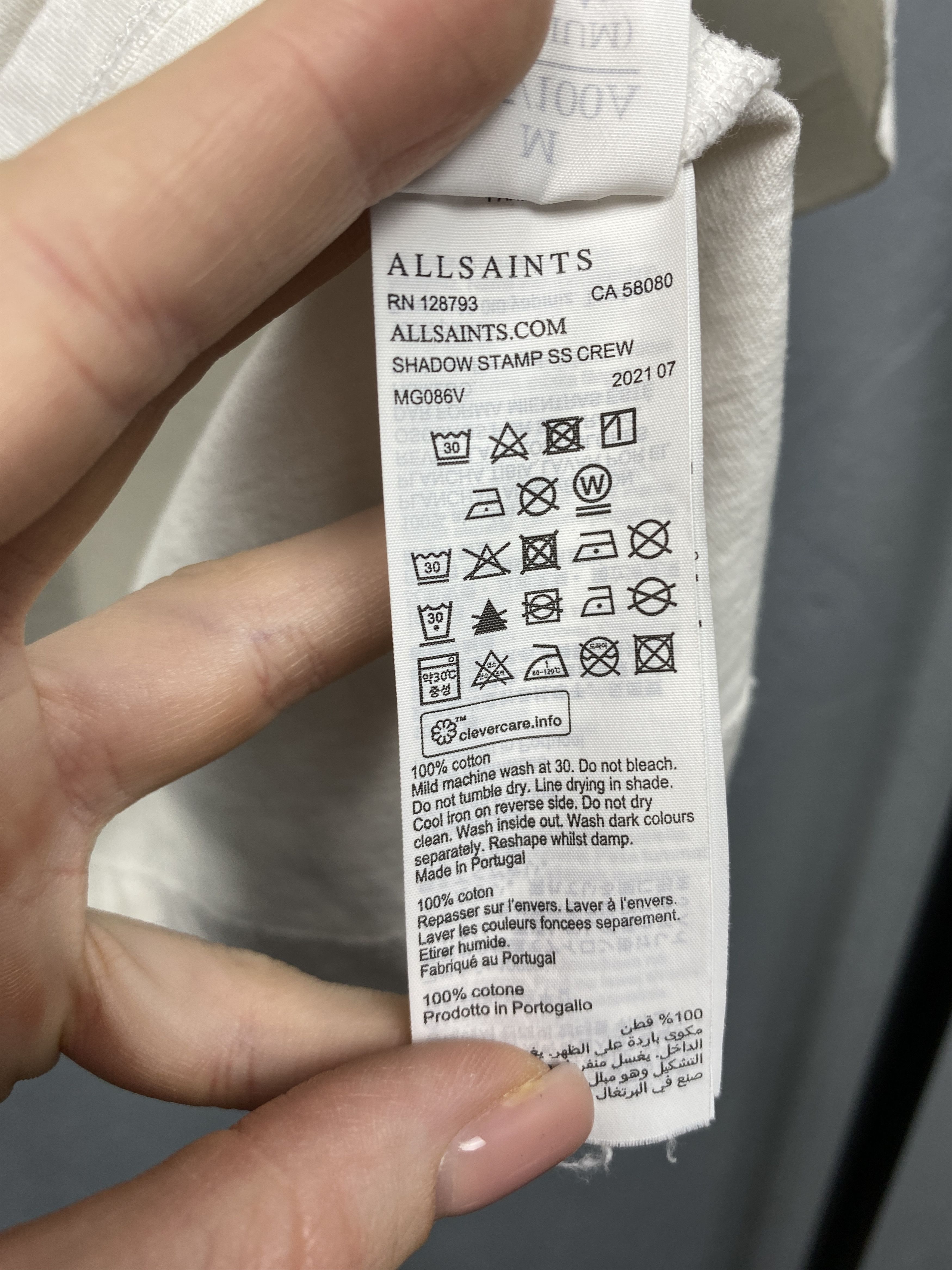 Allsaints Allsaints Shadow Stamp Mens Crew Neck T-Shirt Size US M / EU 48-50 / 2 - 8 Thumbnail