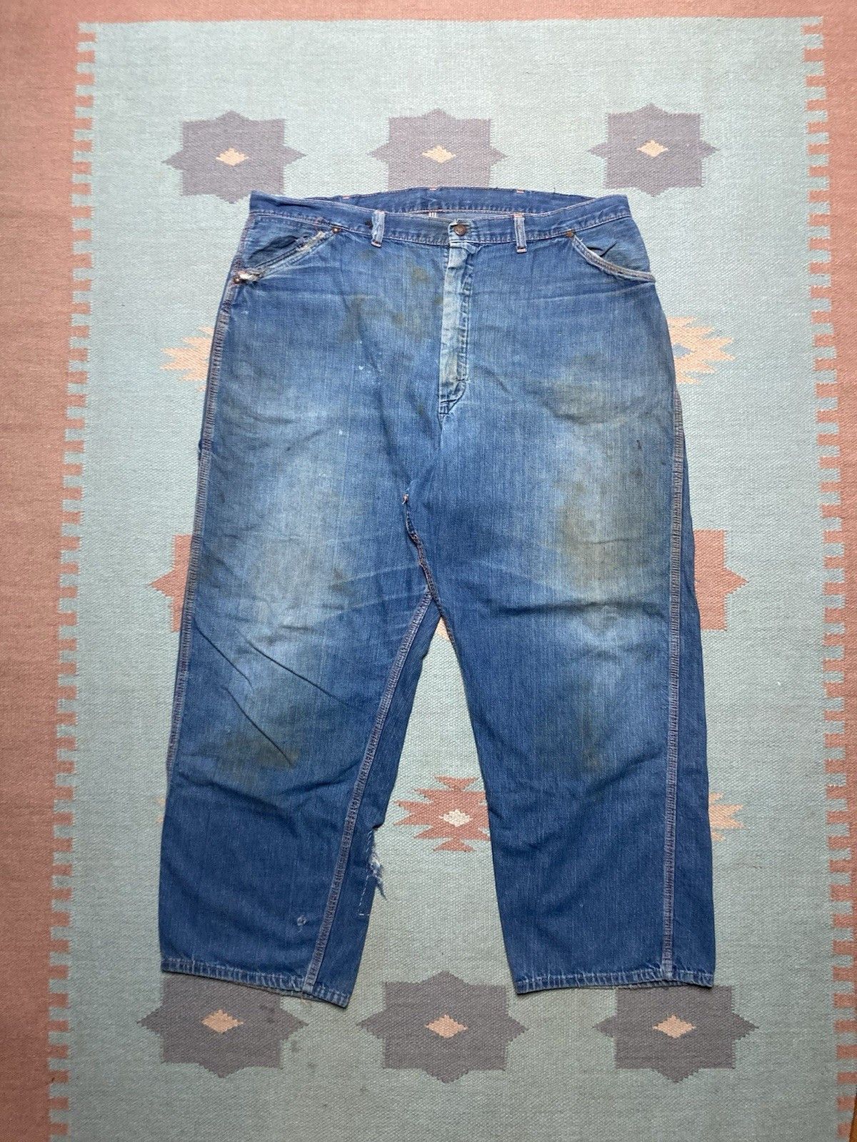 Vintage 1950s denim carpenter jeans Big Mac dark faded workwea 40x28 Size US 40 / EU 56 - 1 Thumbnail