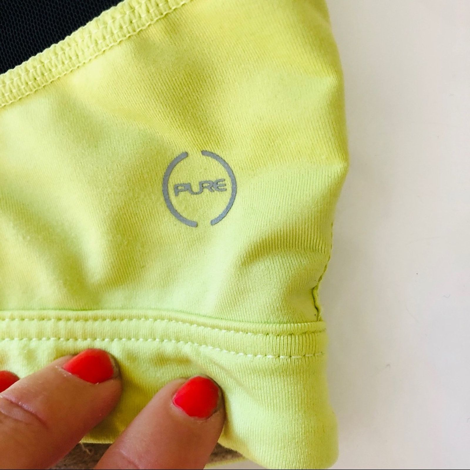 Free People PURE Yellow Black Mesh Inset Ruched Front Sports Bra Crop Size S / US 4 / IT 40 - 7 Thumbnail