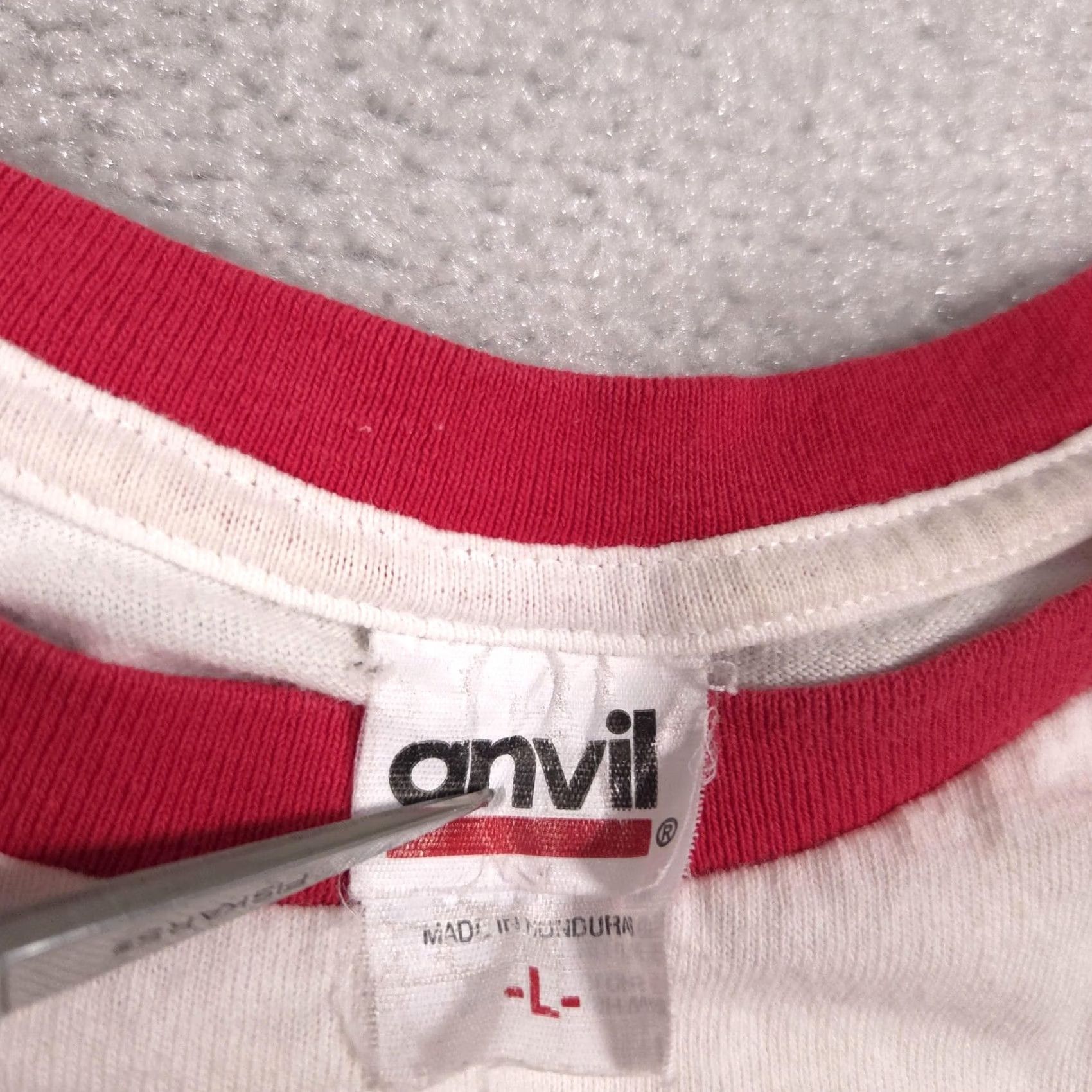 Anvil VINTAGE Missouri Boys State Shirt Mens Large White Red Blue Ringer American Legion Tee Size US L / EU 52-54 / 3 - 6 Thumbnail