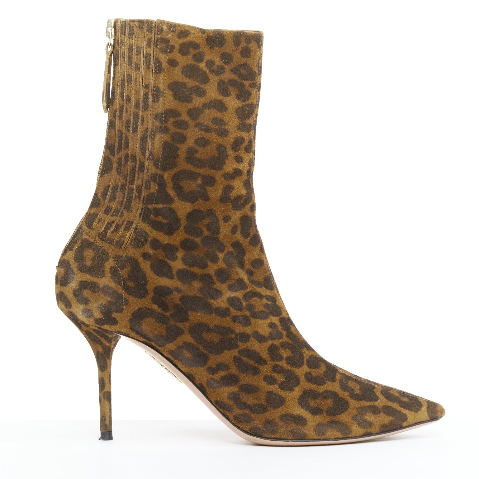Aquazzura AQUAZZURA Montmartre brown leopard print suede pointy boots EU36 Size US 6 / IT 36 - 1 Thumbnail