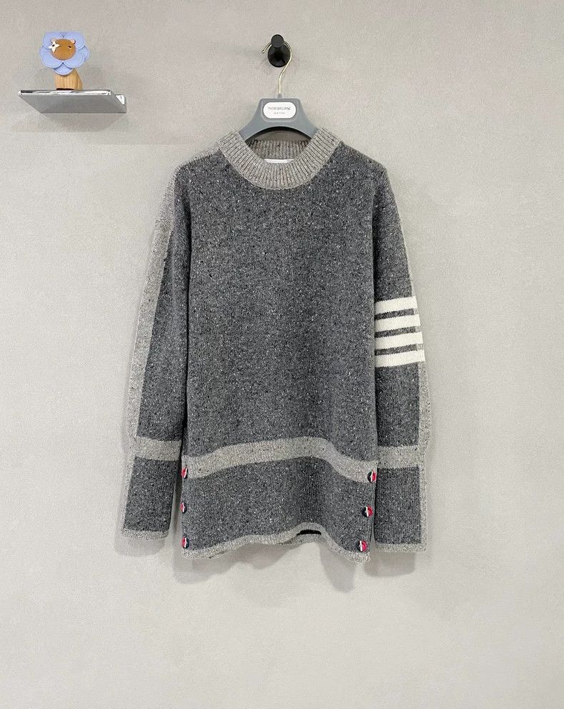 Thom Browne Thom Browne Gray striped knit sweater Size XS / US 0-2 / IT 36-38 - 1 Thumbnail