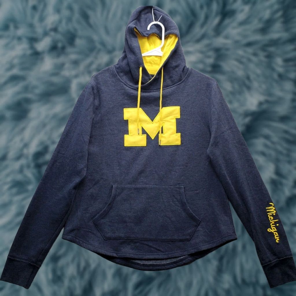 Vintage Stadium Athletics Hoodie Women M Blue University of Michigan Pullover Hooded Sweatshirt Size M / US 6-8 / IT 42-44 - 1 Thumbnail