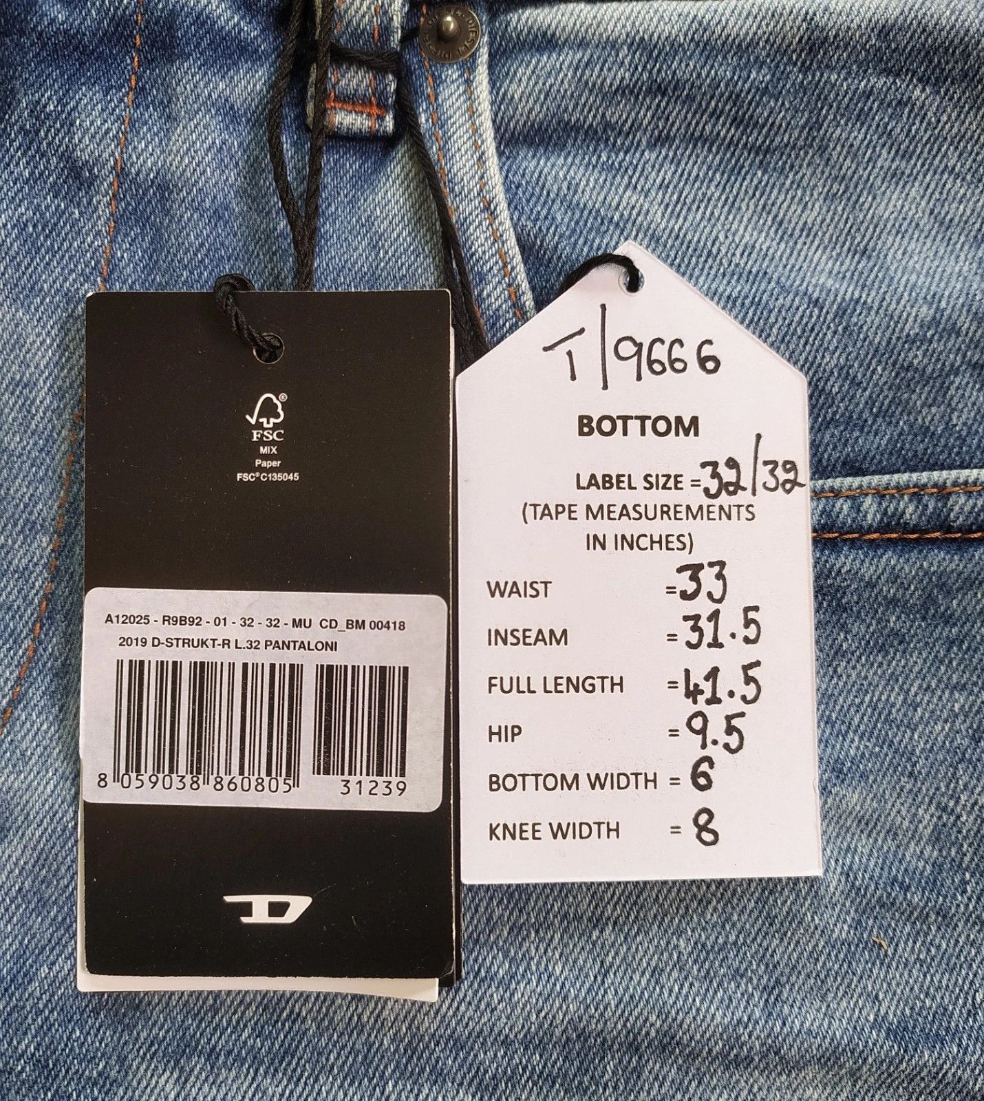 Diesel Diesel 2019 D-STRUKT-R L.32 MENS JEANS T/9666 Size US 32 / EU 48 - 6 Thumbnail