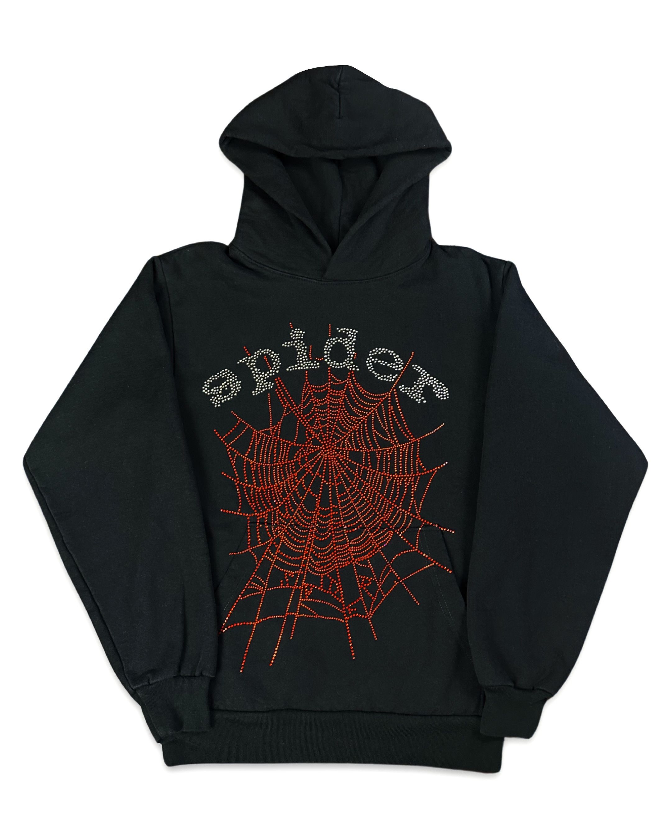 Young Thug SP5DER OG Rhinestone Logo Web Black Hoodie Spider Worldwide ...