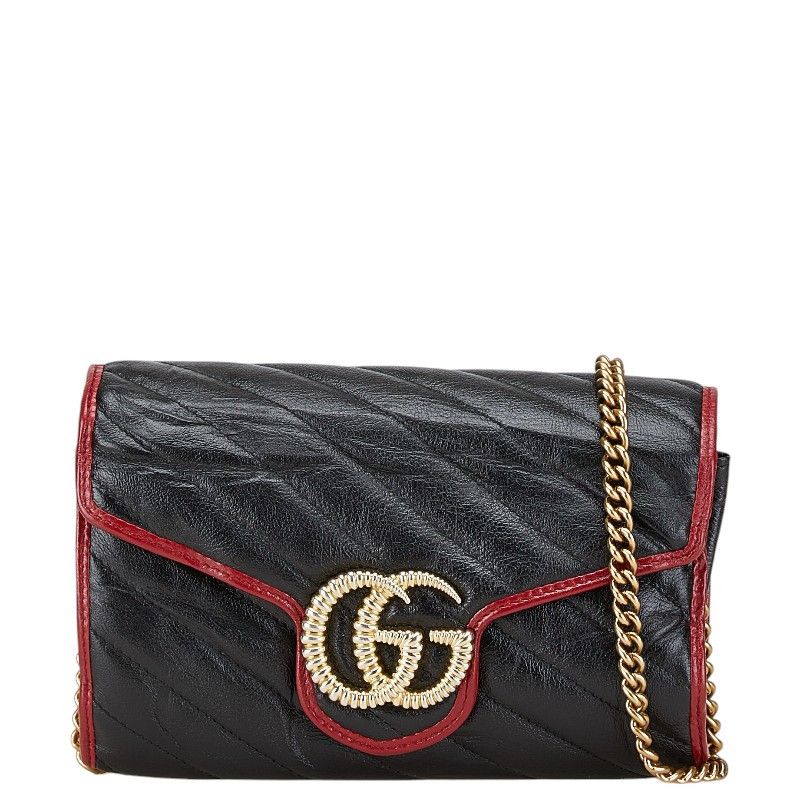 Gucci Gucci Leather GG Marmont Chain Shoulder Bag 573807 Leather