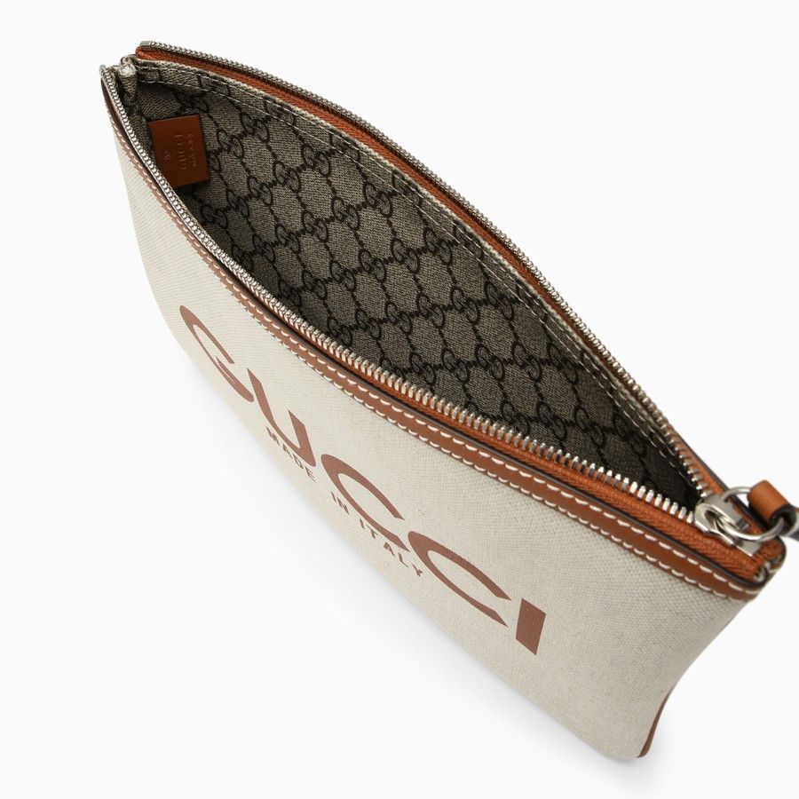 Gucci o1d2blof0824 Size: OS / Canvas Logo Pouch in White & Beige Size ONE SIZE - 4 Thumbnail