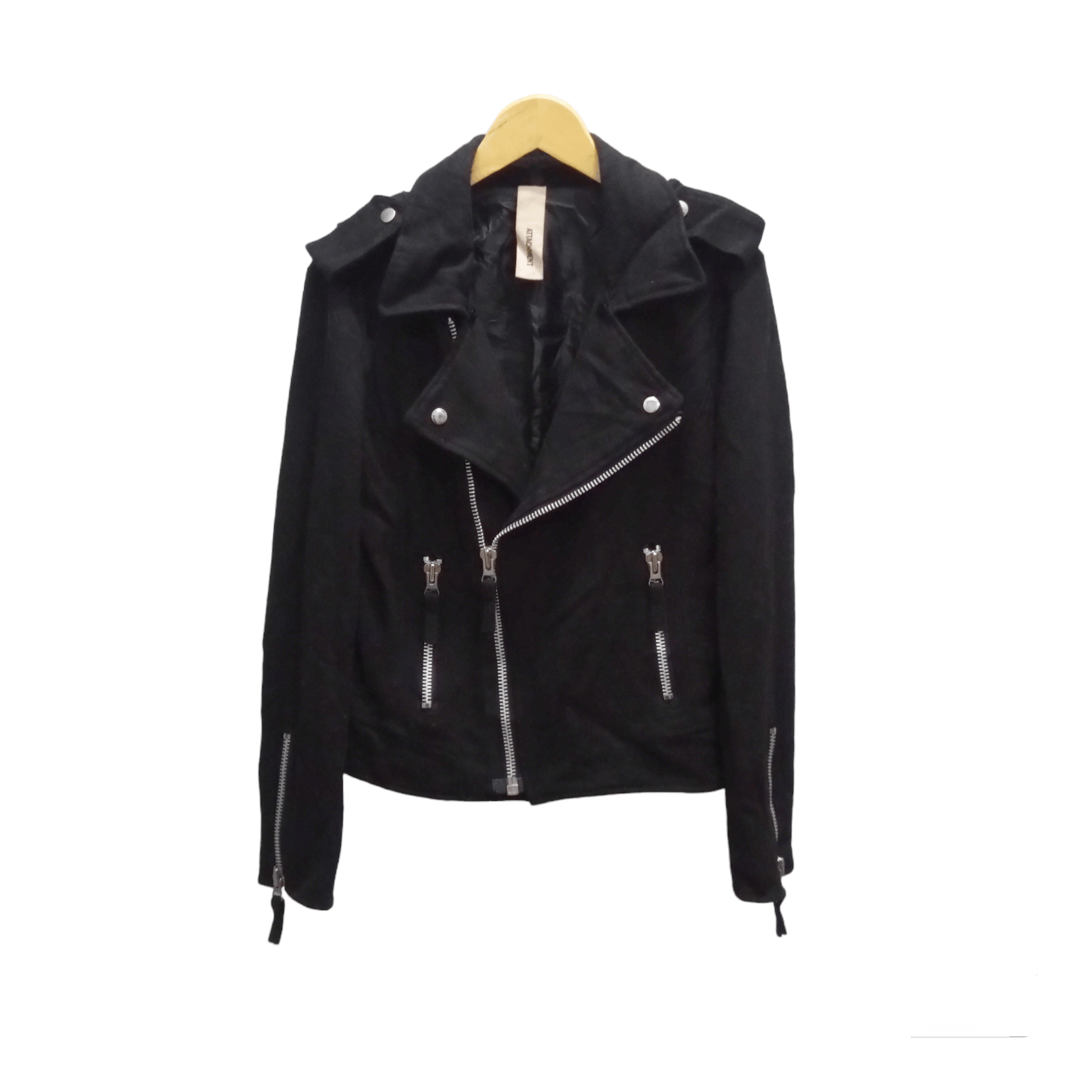 image of Attachment Biker Wool Jacket in Black, Women's (Size Medium)