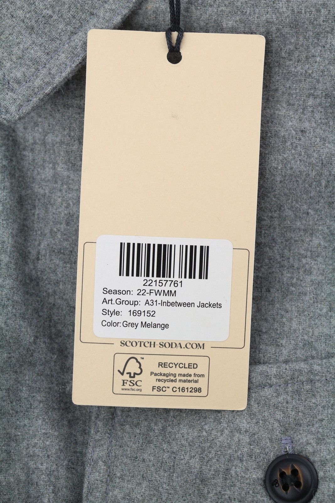 Scotch & Soda S Grey Melange Lightweight Jacket 88543 Size US S / EU 44-46 / 1 - 7 Thumbnail