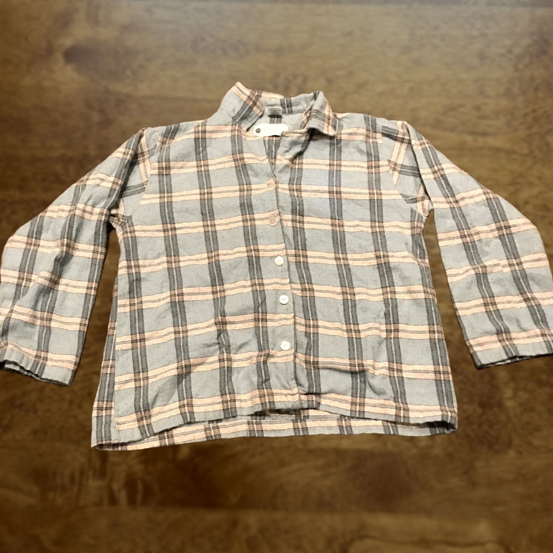 Vintage Ella Womens Button-Up Shirt Blue Plaid Flannel 100% Cotton Long Sleeve S Size Regular Size S / US 4 / IT 40 - 1 Thumbnail