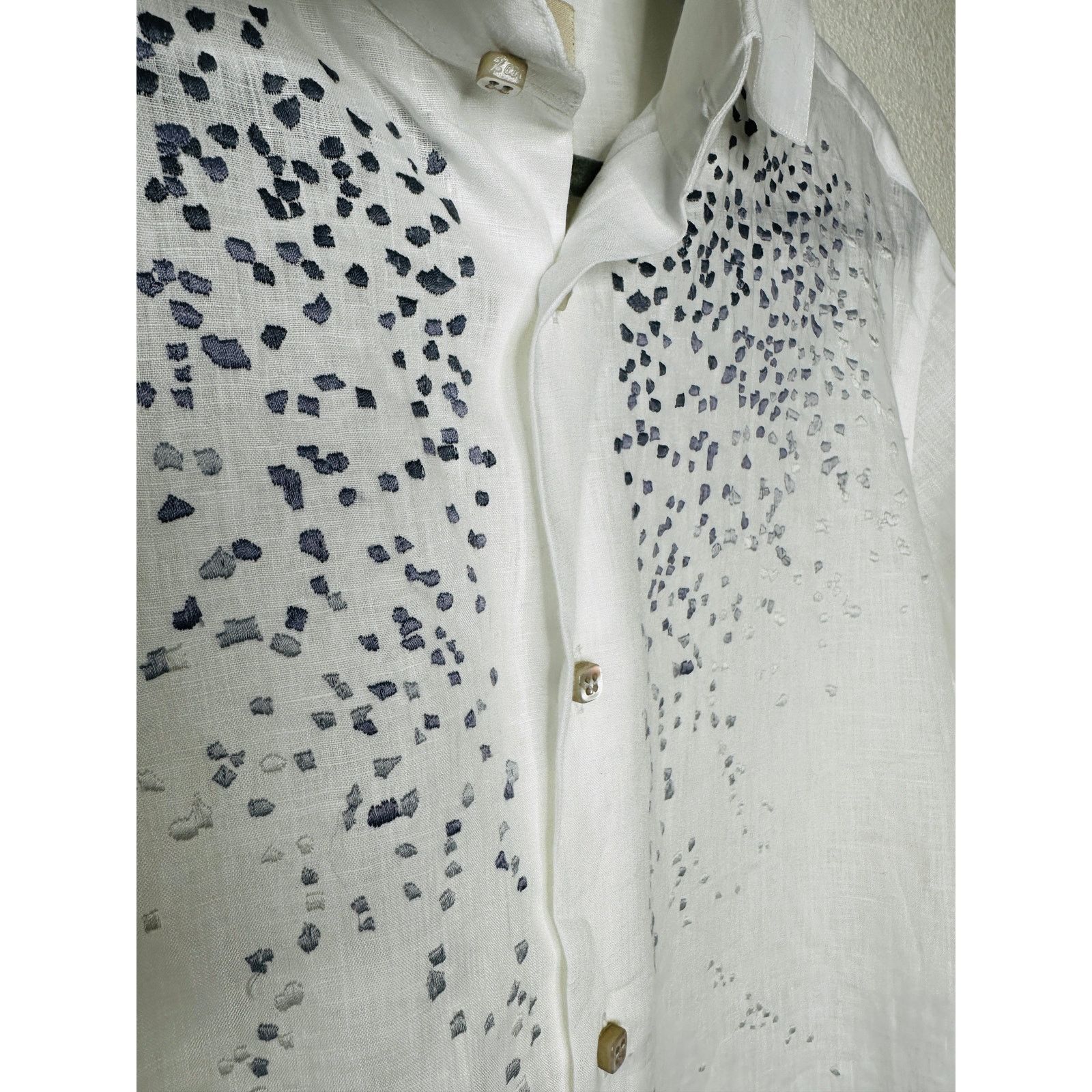 Other 100% Capri White Dust Blue Embroidered Pebble Rock Shirt XXL Size US XXL / EU 58 / 5 - 5 Thumbnail
