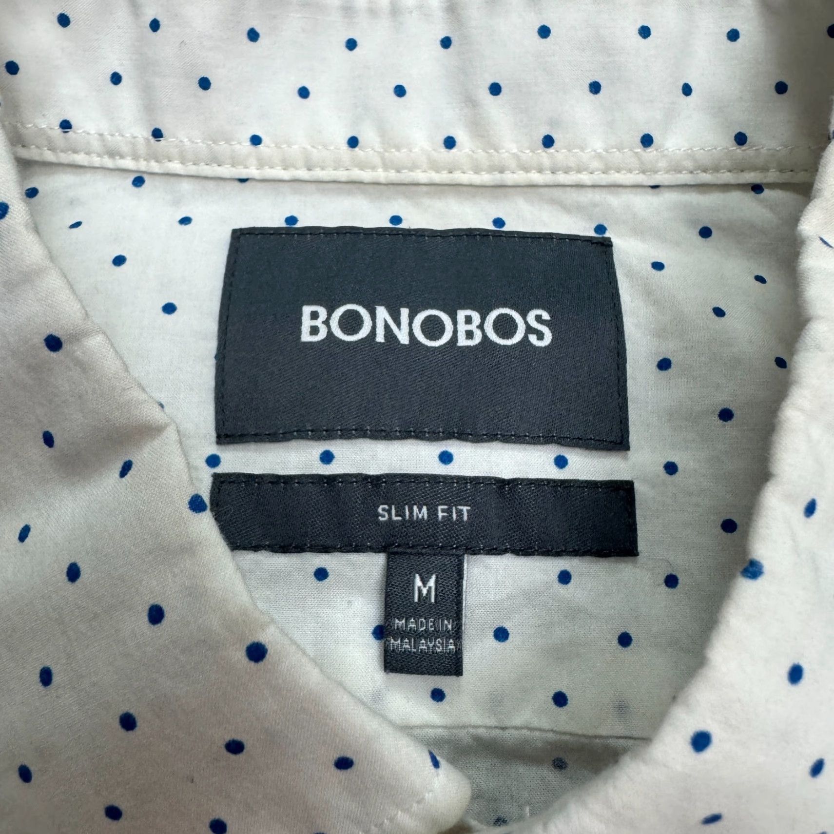 Bonobos Bonobos Button-Down Shirt Mens M White Cotton Slim Fit Polka Dot Size US M / EU 48-50 / 2 - 6 Thumbnail