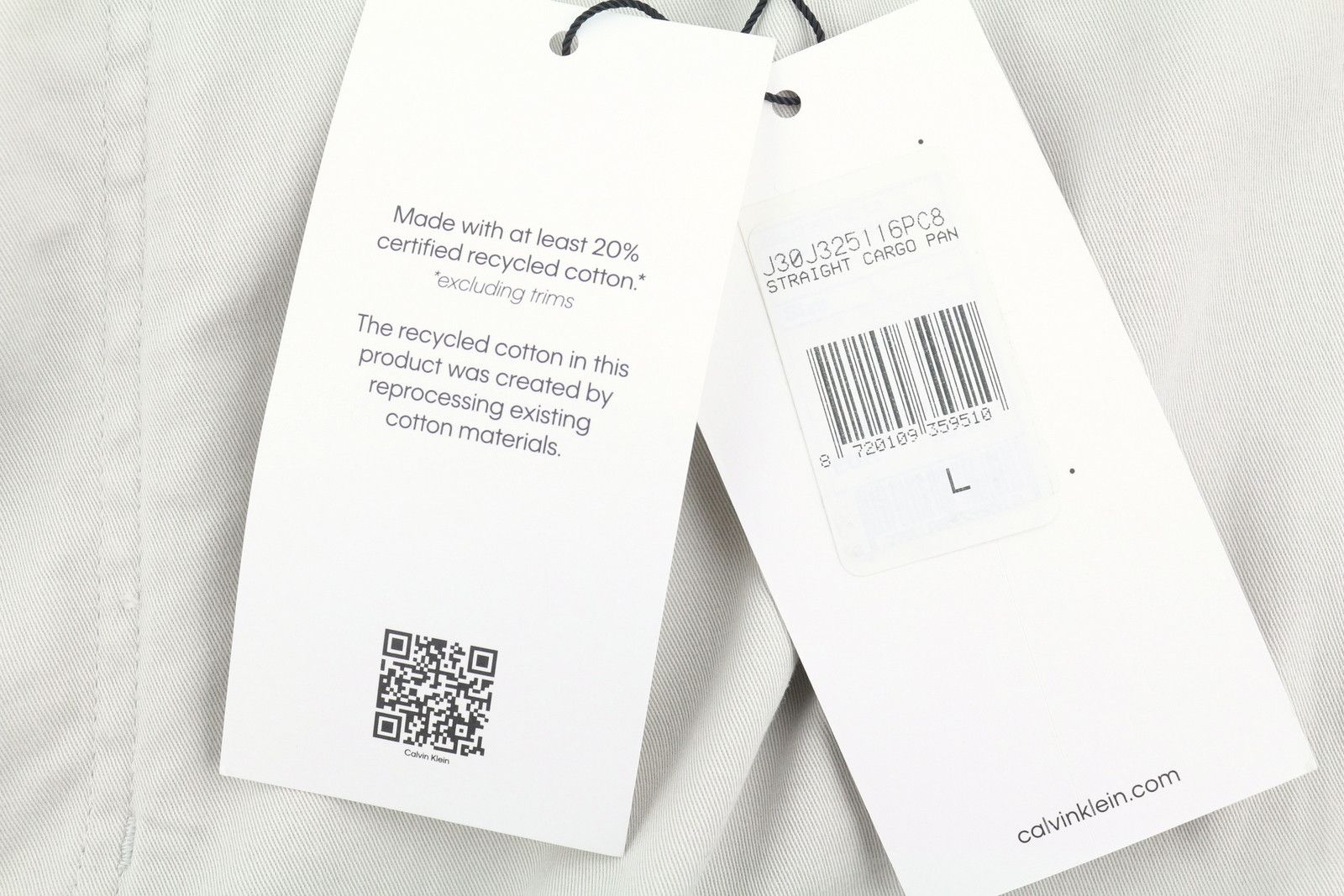Calvin Klein STRAIGHT CARGO L Light Grey Elastic Waist Trousers 87454 Size US 34 / EU 50 - 7 Thumbnail