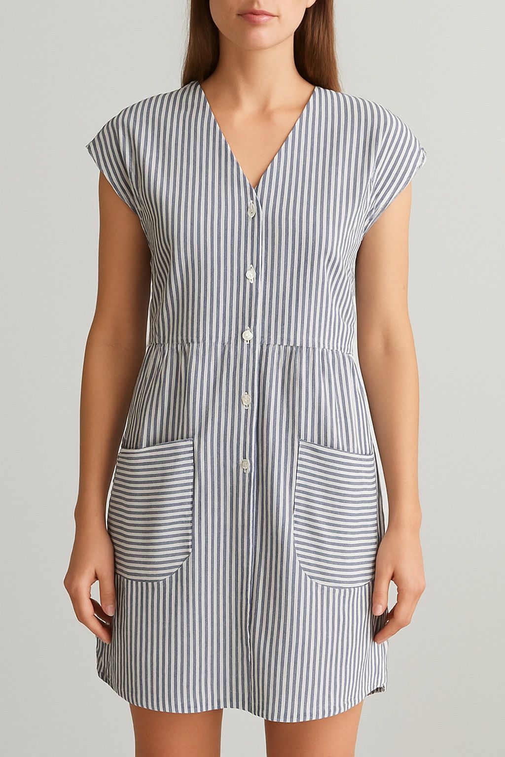 Mads Norgaard Mads Norgaard Womens Striped Sleeveless V-Neck Dress Size L / US 10 / IT 46 - 1 Thumbnail