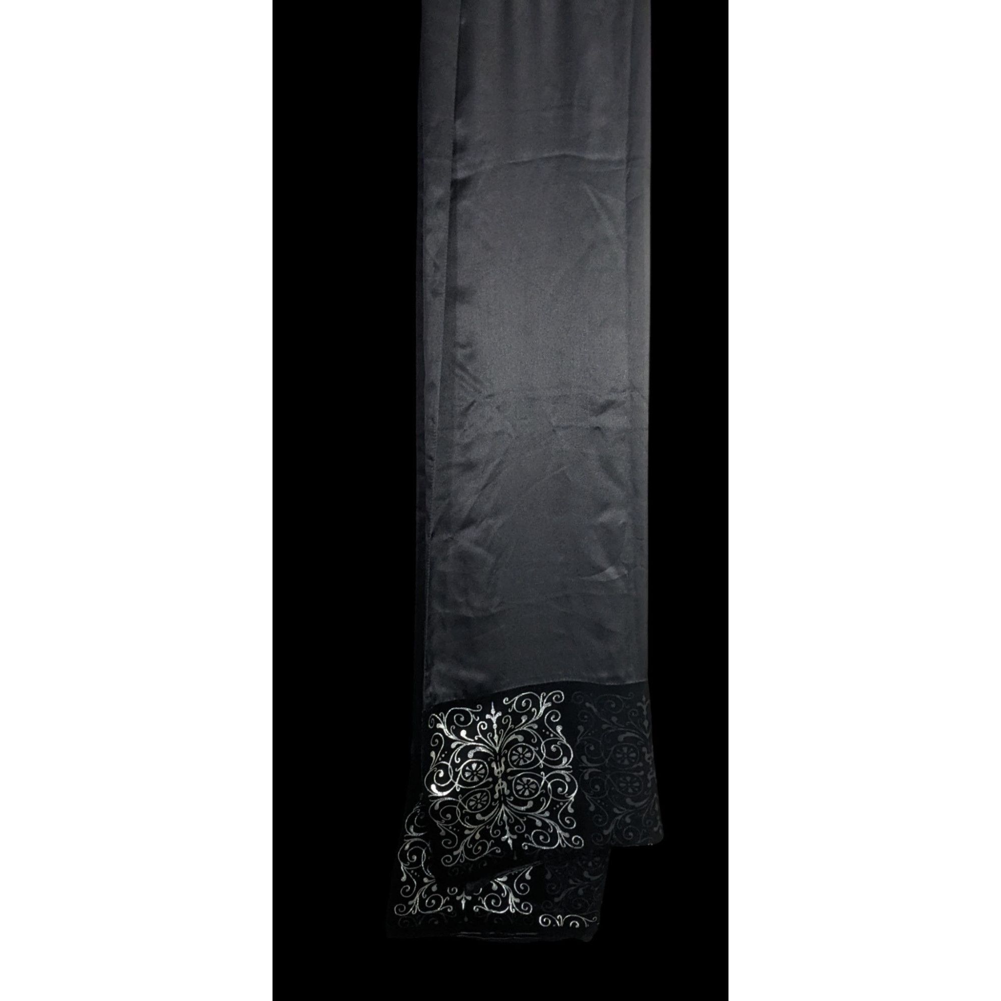 Other Black Gothic Satin & Velvet Scarf With Silver Accents 21x80 Size ONE SIZE - 3 Thumbnail