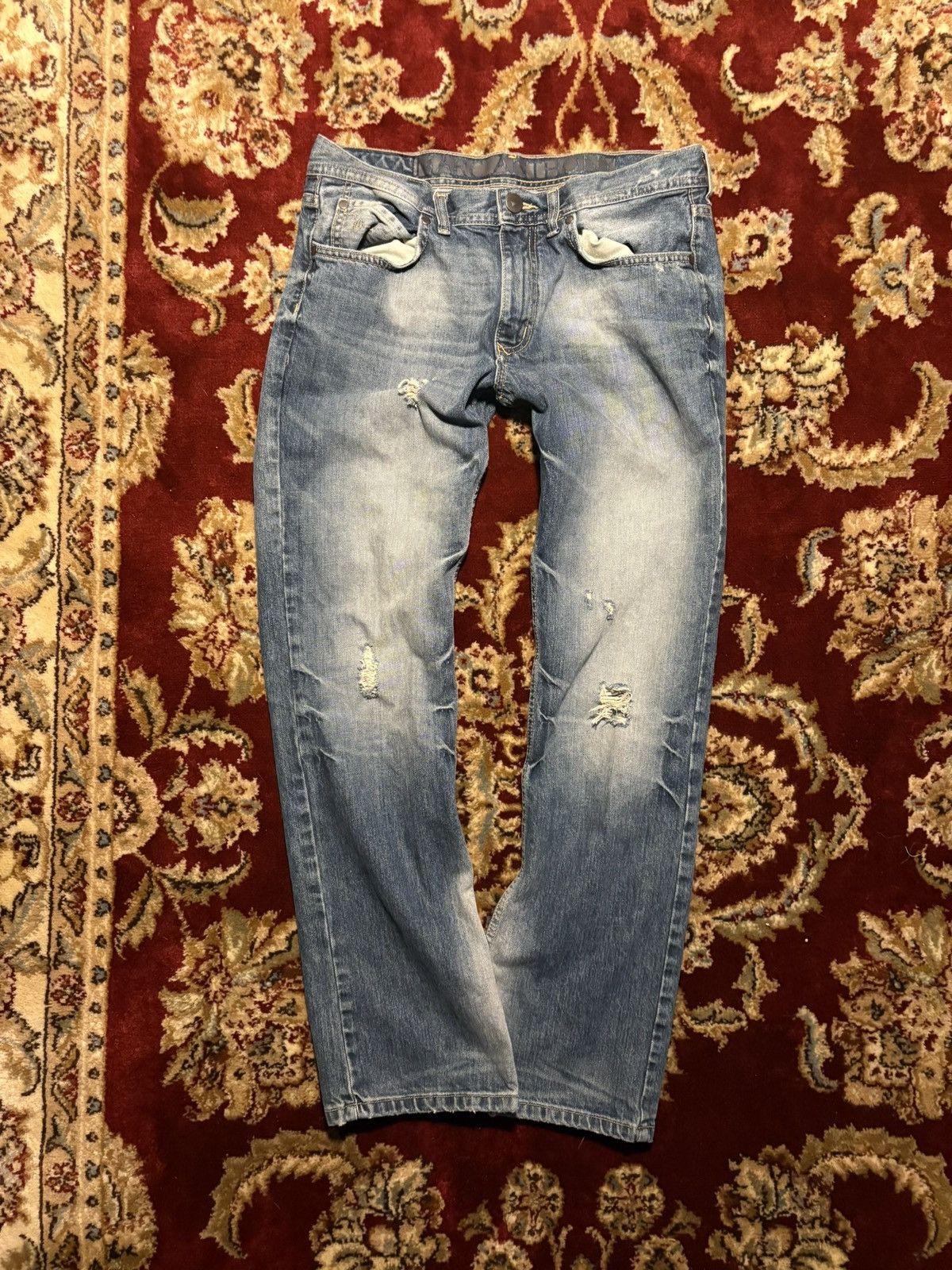 Marc Anthony Marc Anthony Distressed Slim Fit Blue Jeans Size US 33 - 1 Thumbnail