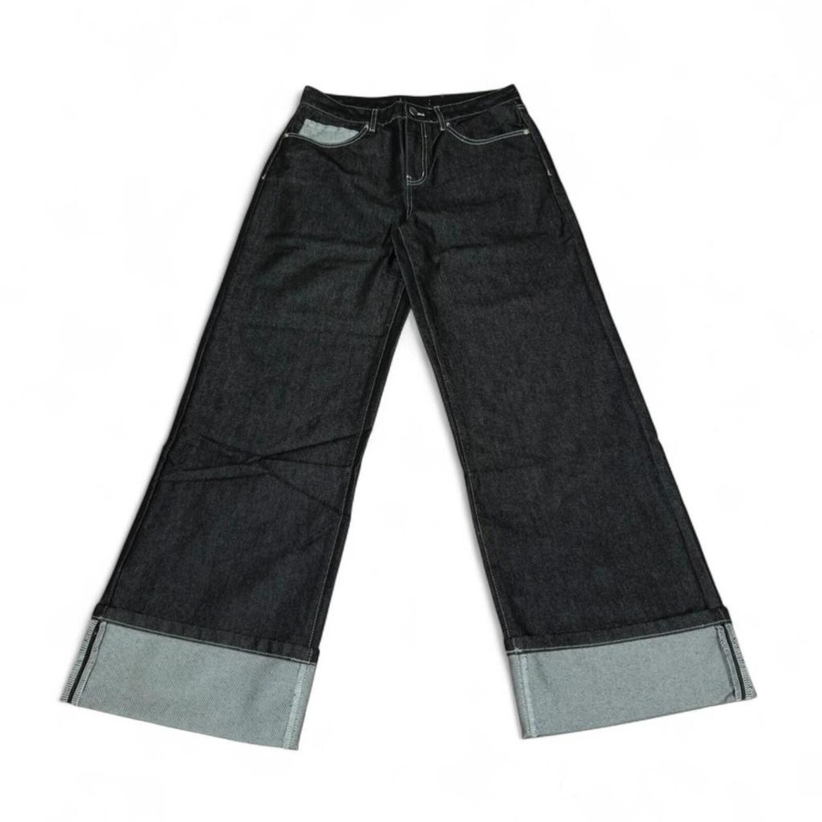 True Religion Black denim double back pockets wide leg jeans Size 31" - 2 Thumbnail