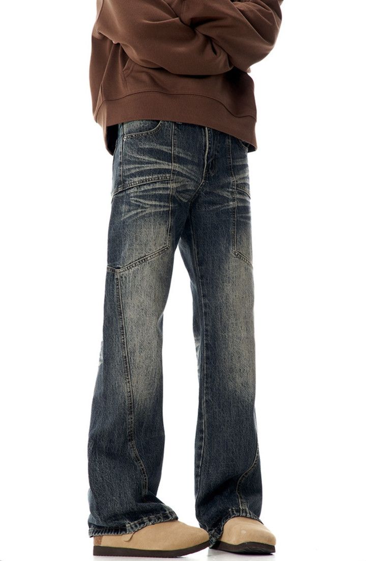 Japanese Brand × Jean Faded Blue Lightning Texture Y2k Jeans Size US 26 / EU 42 - 3 Thumbnail