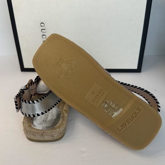 Gucci Authentic - Pilar Embroidered Double G Logo Slingback Espadr Size US 5 / IT 35 - 15 Thumbnail