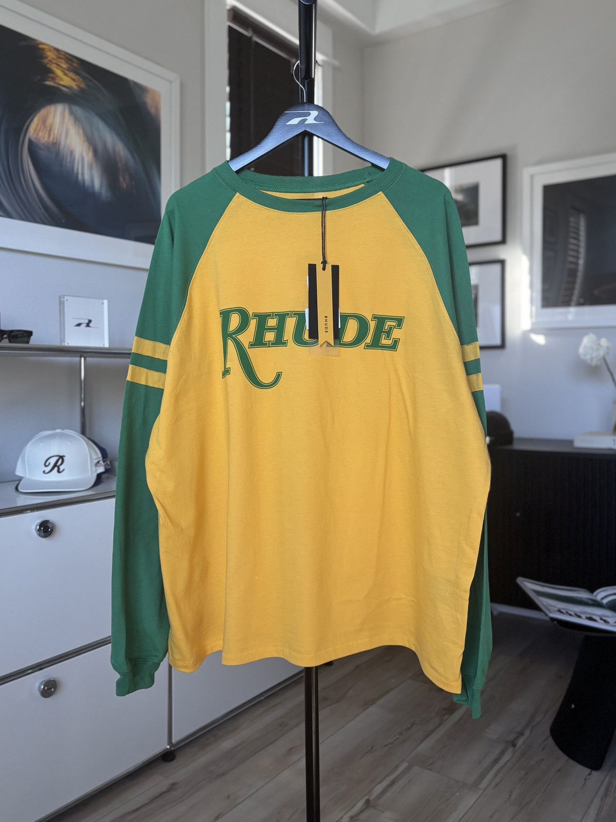 Rhude RHUDE | YELLOW GREEN LOGO JERSEY TEE Size US XXL / EU 58 / 5 - 1 Thumbnail