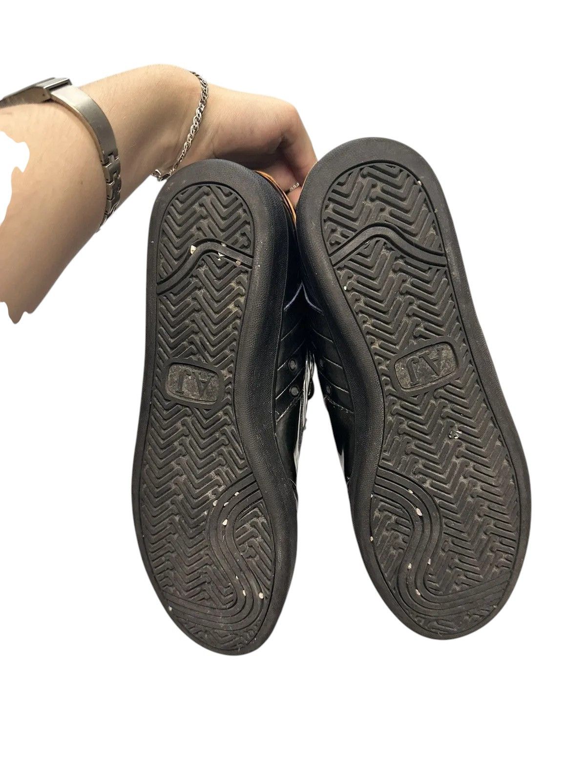 Armani Vintage Armani Black Leather Sneakers Low Top 42.5 Size US 9 / EU 42 - 13 Thumbnail