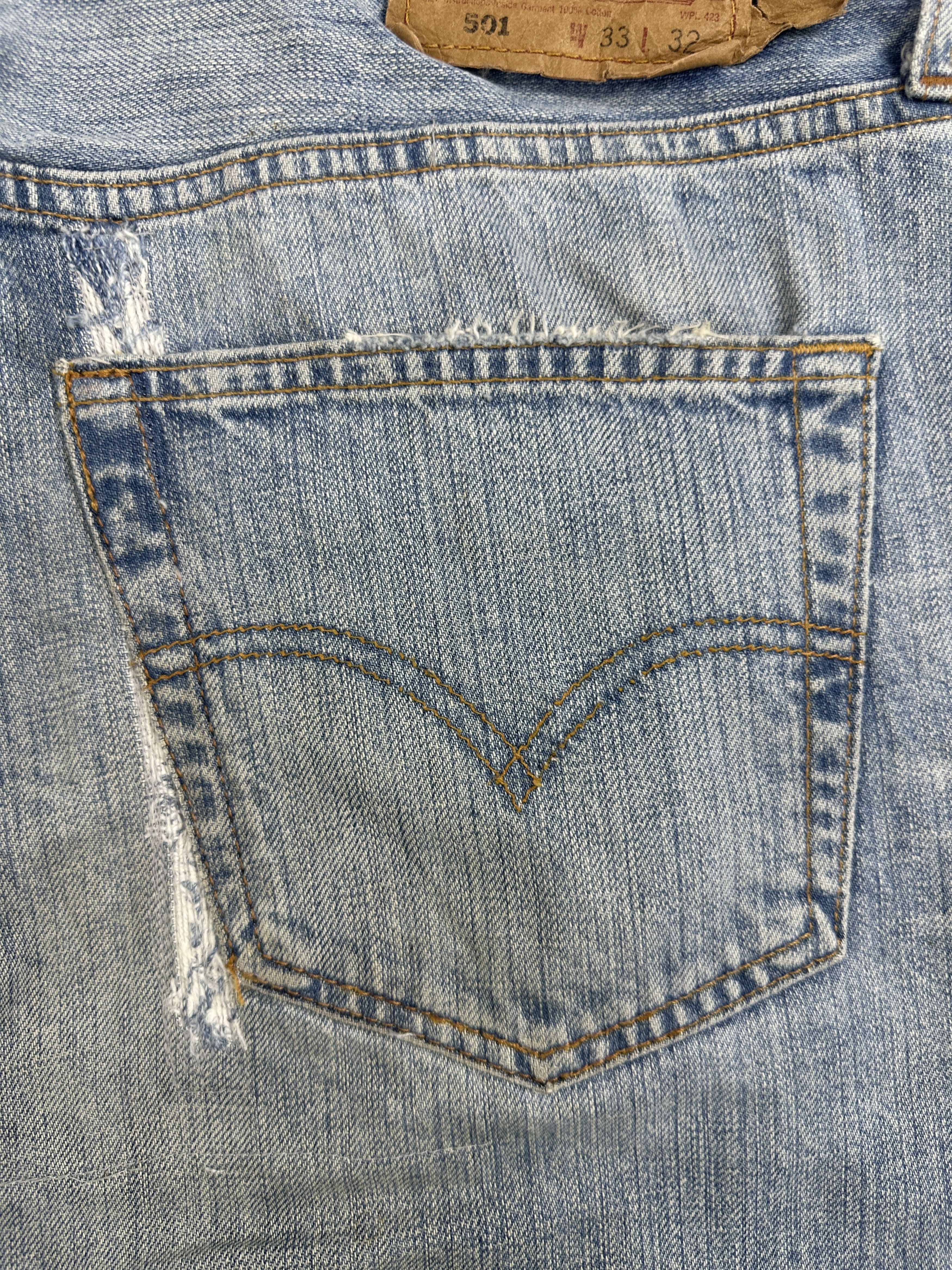 Levi's Vintage Distressed Levis 501 Faded Blue Jeans 32x32 S0046 Size US 32 / EU 48 - 8 Thumbnail