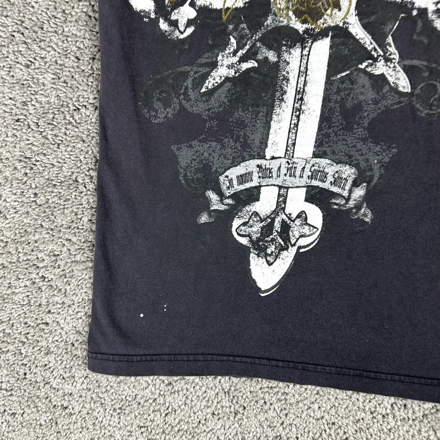 Vintage Sanctify Shirt Mens Small Black Graphic Cross Sword Christian Gothic Tee Size US S / EU 44-46 / 1 - 4 Thumbnail