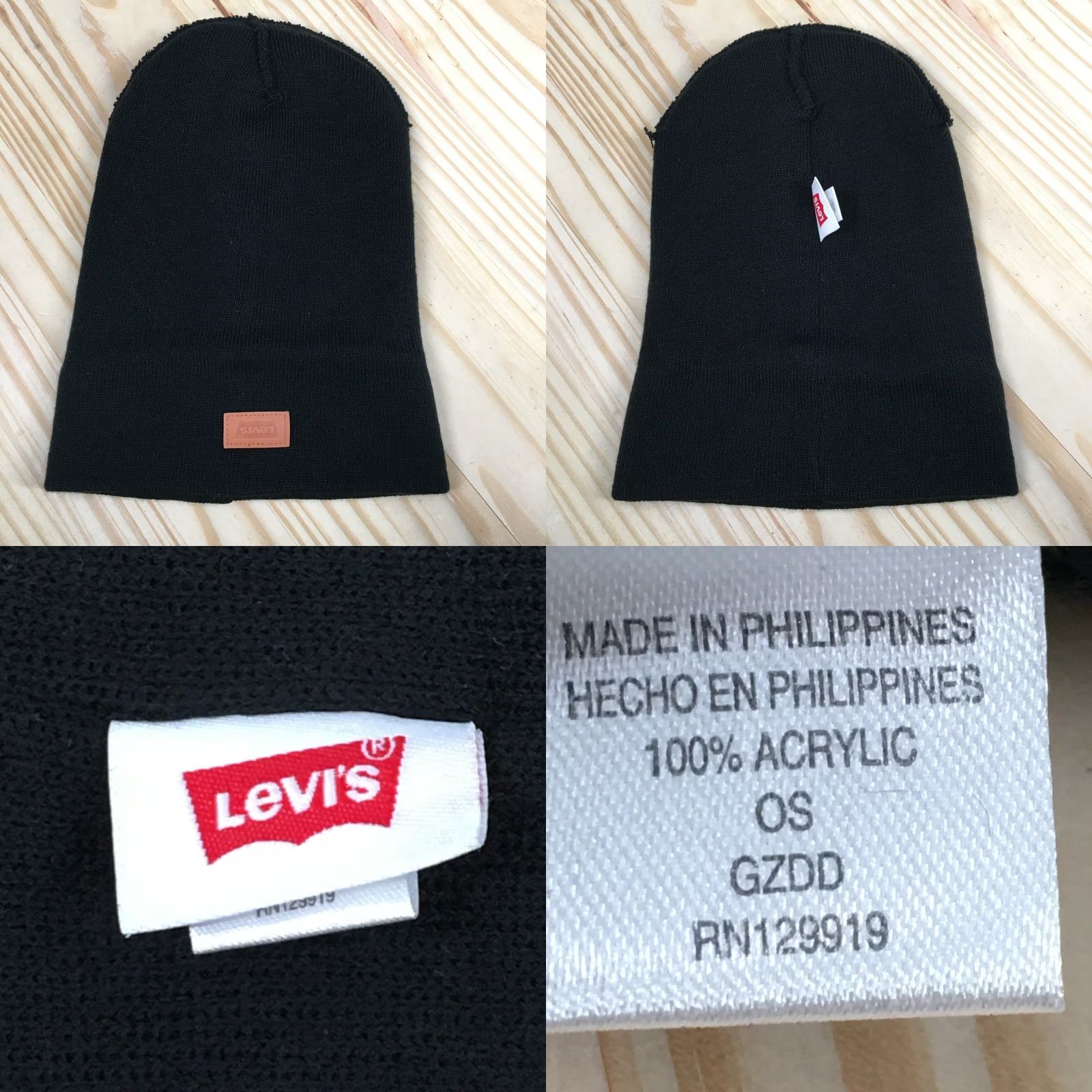 Levi's Levi's Winter Beanie Hat Unisex Black Adjustable Knitted Acrylic One Size Size ONE SIZE - 8 Thumbnail