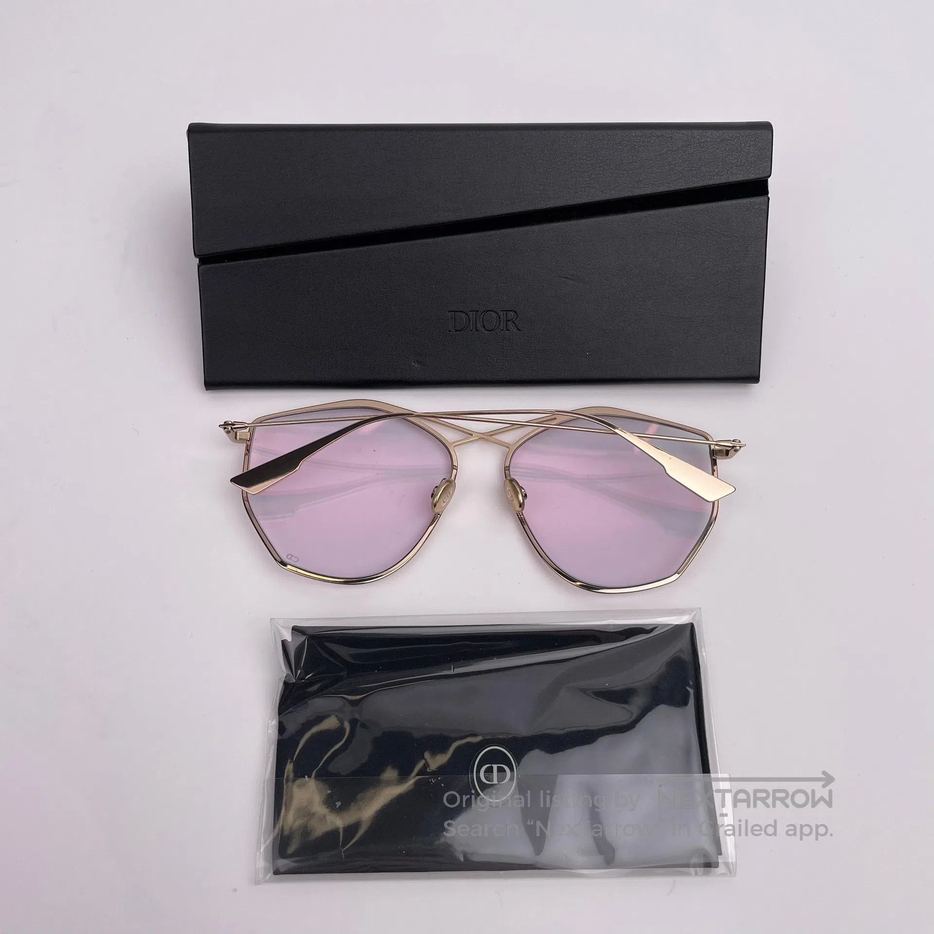 Dior Dior Gold Polygon Transparent Pink Lenses| Size ONE SIZE - 5 Thumbnail