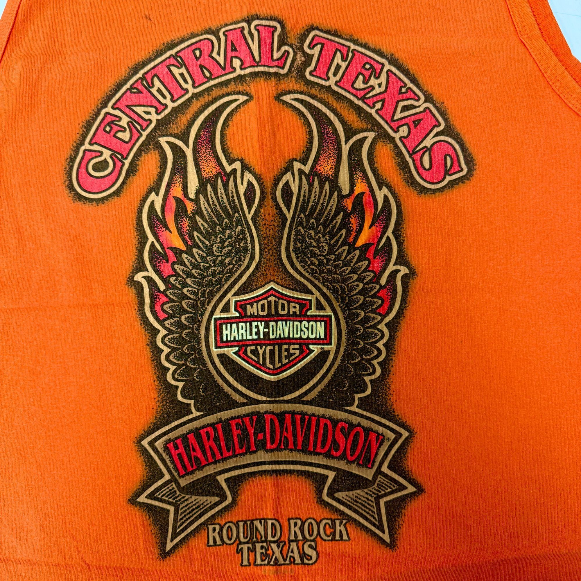 Harley Davidson Motorcycle Tank Top Round Rock TEXAS Front Back Muscle Shirt Size US M / EU 48-50 / 2 - 3 Thumbnail