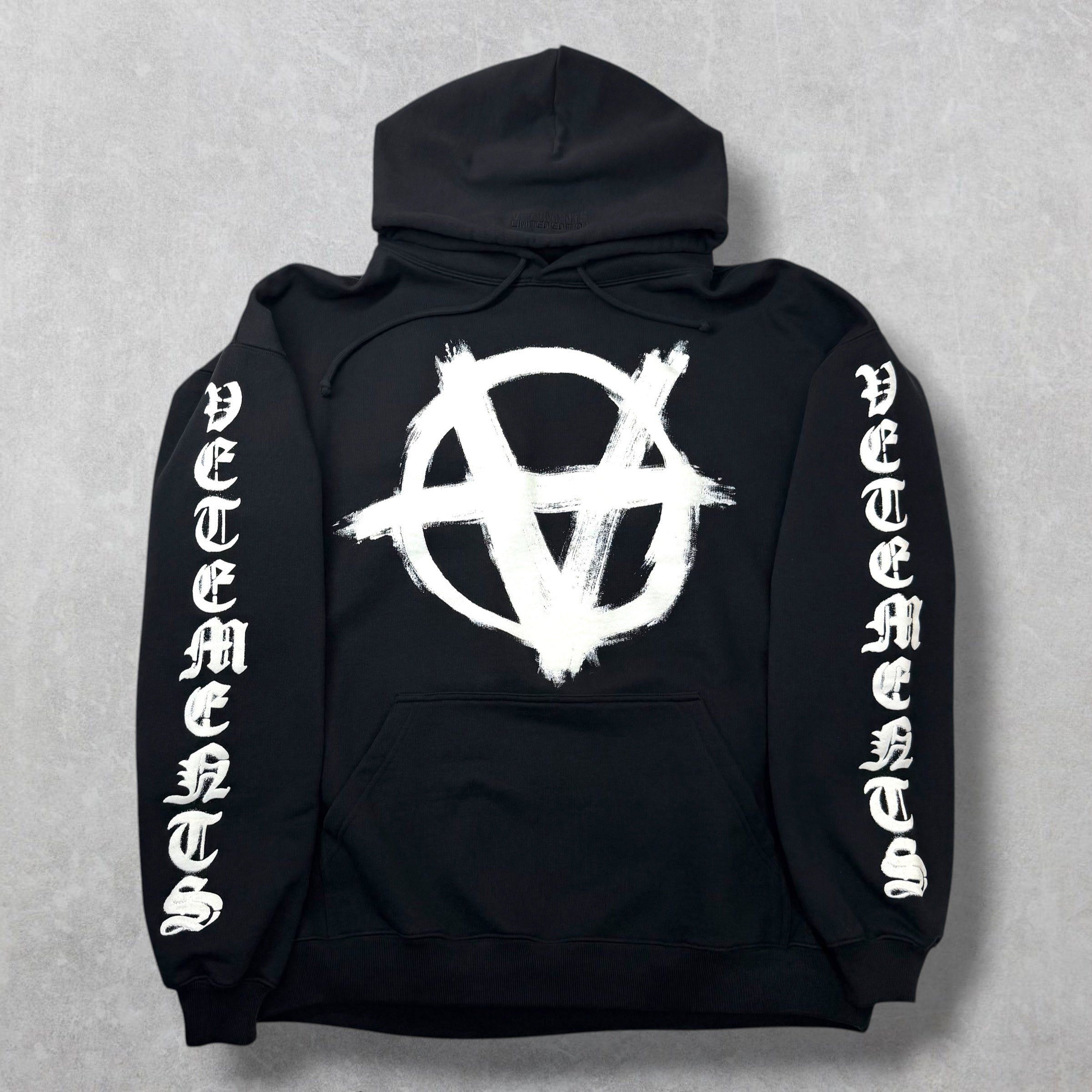 Vetements Vetements Double Anarchy Hoodie Black XS (XL) | Grailed