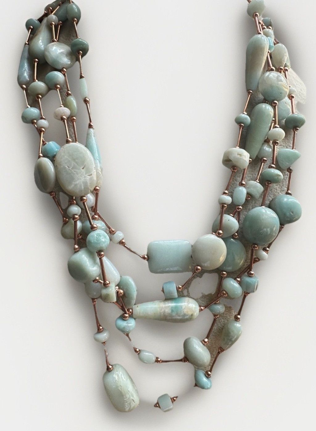 Handmade Multi Strand Amazonite Green Gem Stone Lg. Bead Aqua copper Size ONE SIZE - 8 Thumbnail