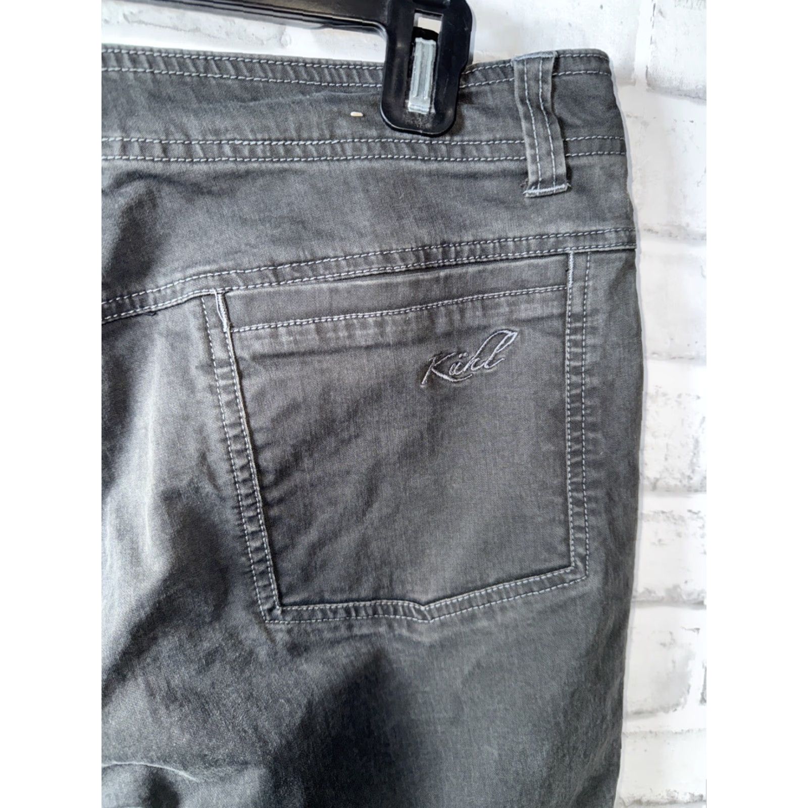 Vintage KUHL Pants Women 10 R Gray Canvas Cotton Blend Hiking Outdoor Straight 32” Inseam Womens Tall Regular Size 32" / US 10 / IT 46 - 6 Thumbnail