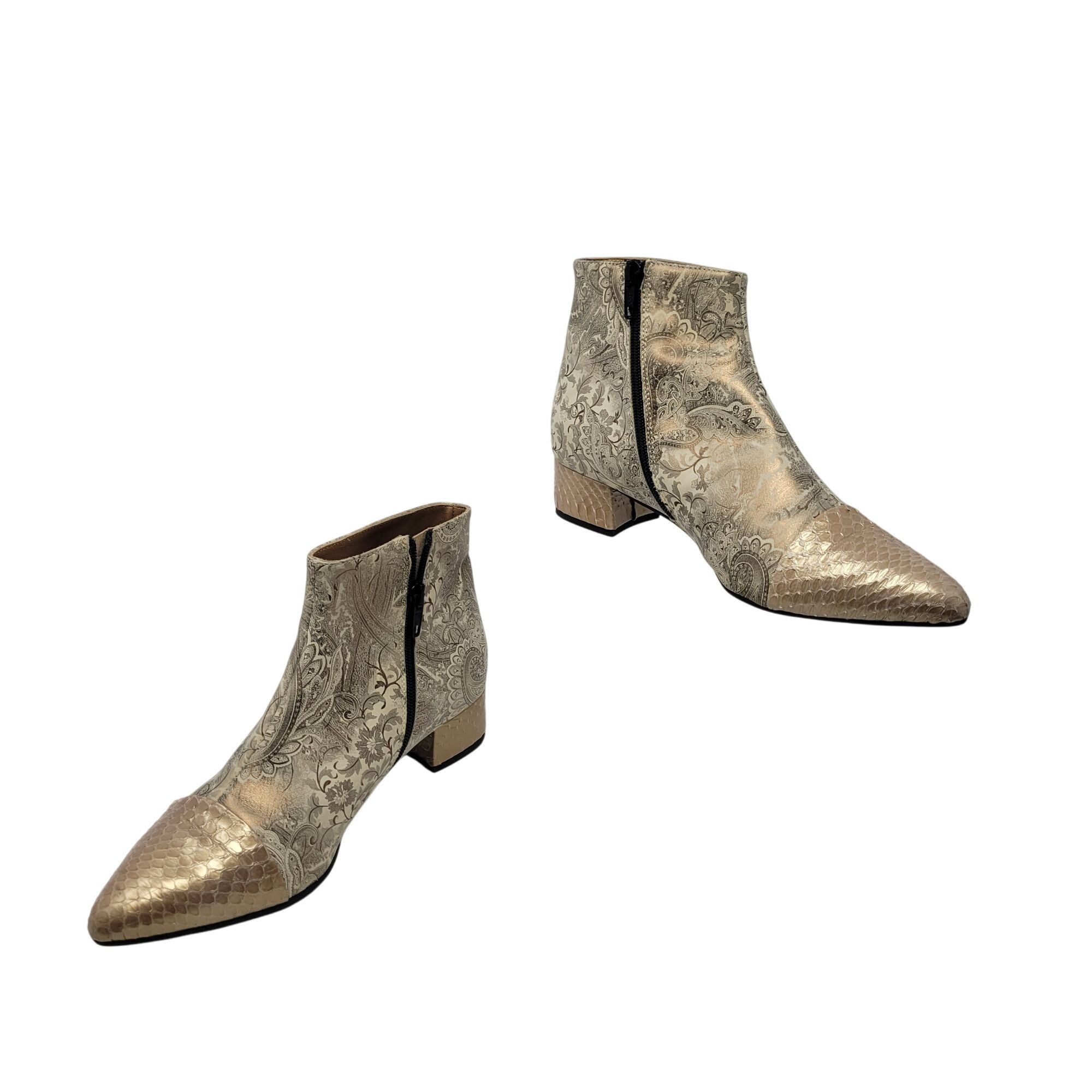 Other J David Moresco Leather Italian Ankle Booties Sz 39 Metallic Size US 9 / IT 39 - 11 Thumbnail