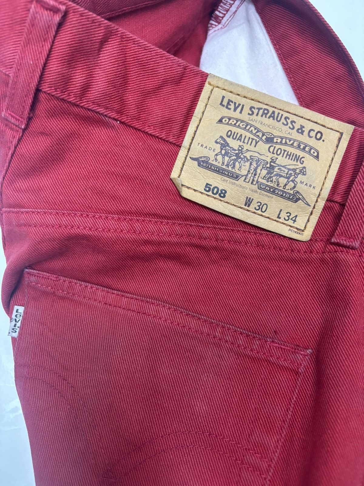 Japanese Brand RARE💥 LEVIS 508 RED DENIM JEANS Size US 30 / EU 46 - 9 Thumbnail