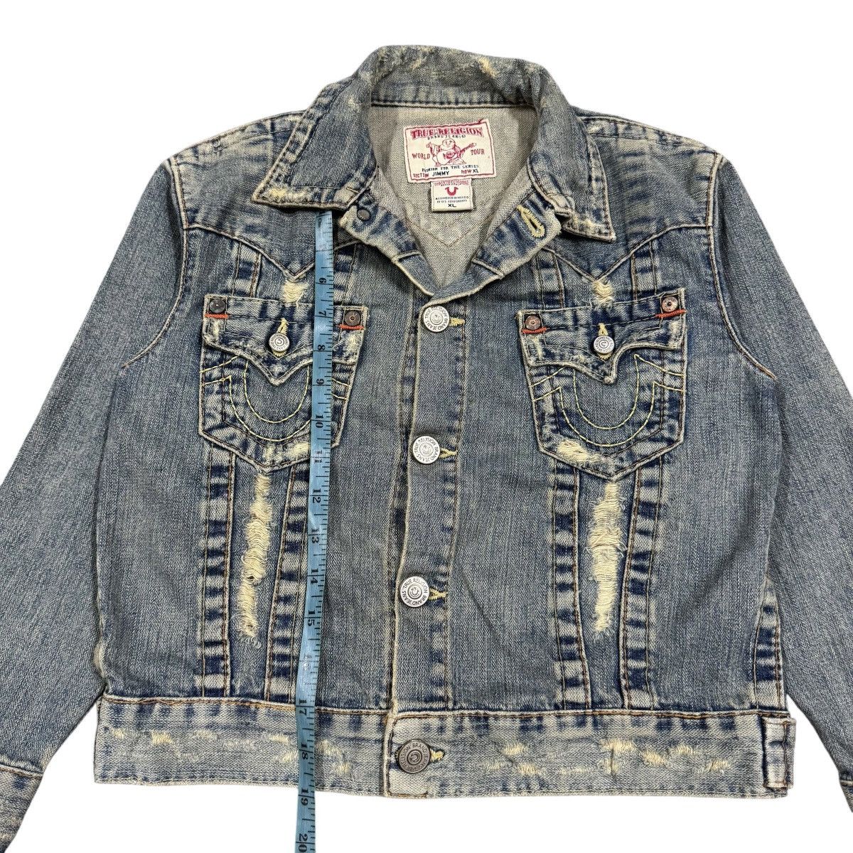 True Religion Vtg🔥Y2k True Religion Distressed Trucker Denim Jacket Size XL / US 12-14 / IT 48-50 - 14 Thumbnail