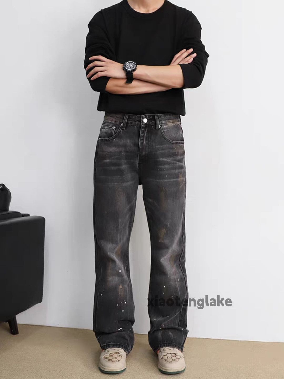 Jean × Vintage Washed faded loose punk grunge bootcut stain jeans Size US 32 / EU 48 - 7 Thumbnail