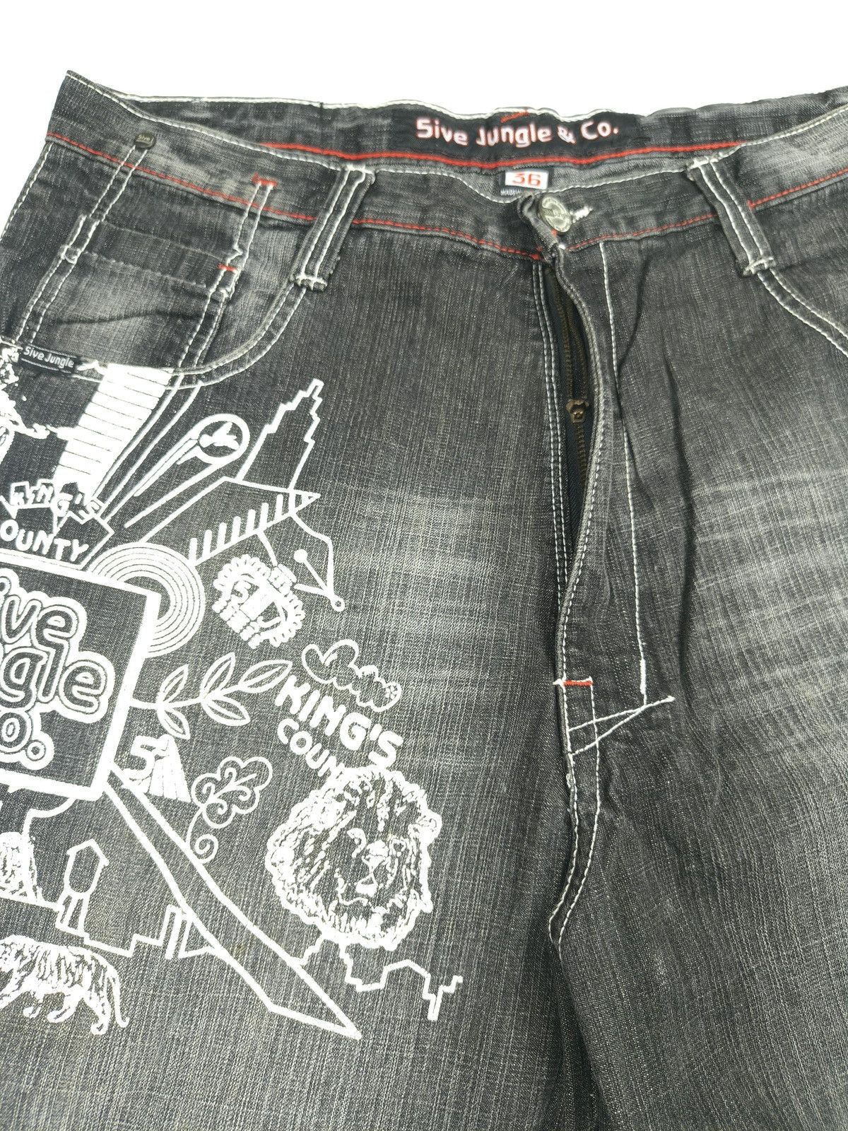 Southpole Five Jungle & Co Graphic Denim Shorts Y2K Streetwear (061) Size US 36 / EU 52 - 13 Thumbnail