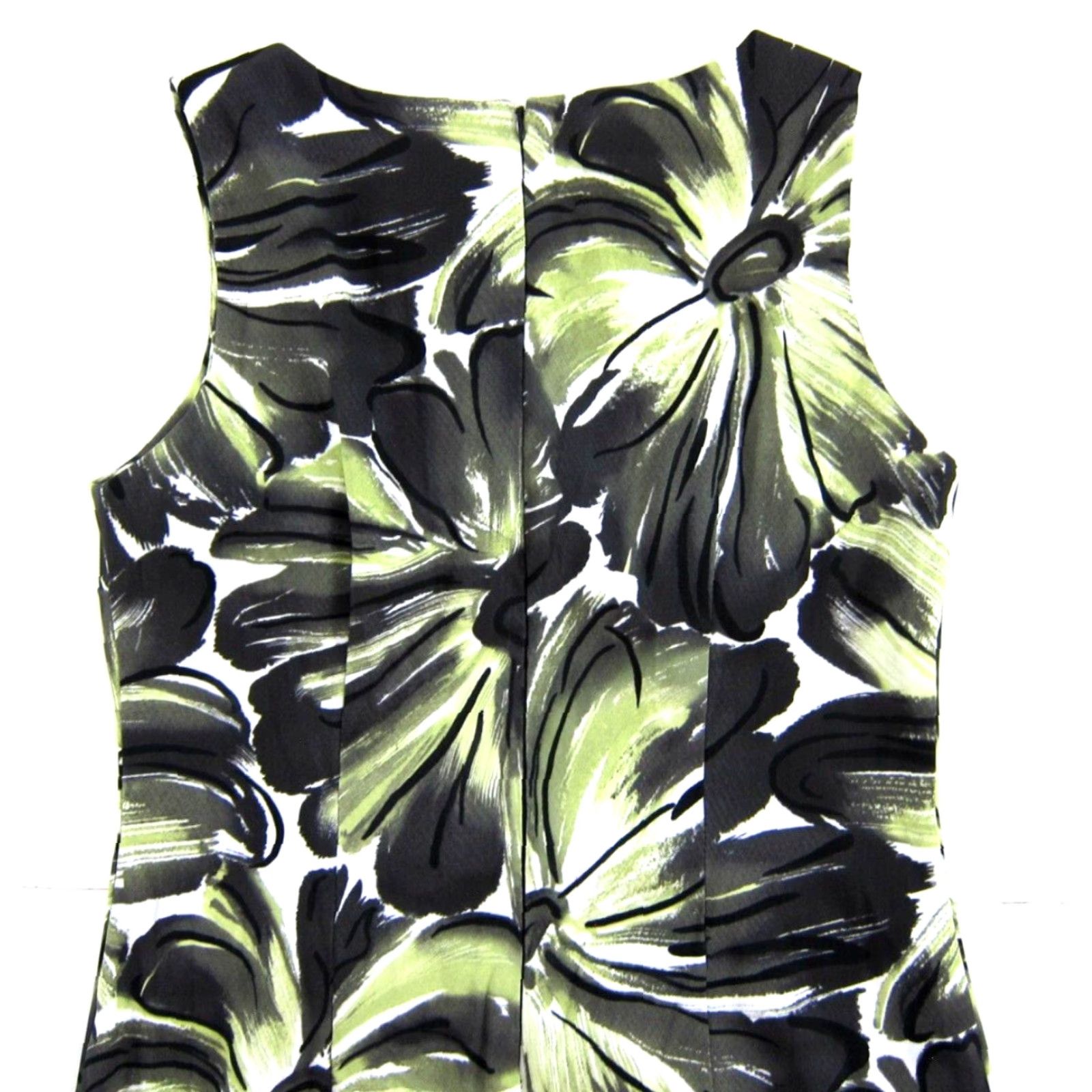Vintage Connected Green Grey White Floral Stretch Sleeveless Sheath Shift Tank Dress 12 Size XL / US 12-14 / IT 48-50 - 5 Thumbnail