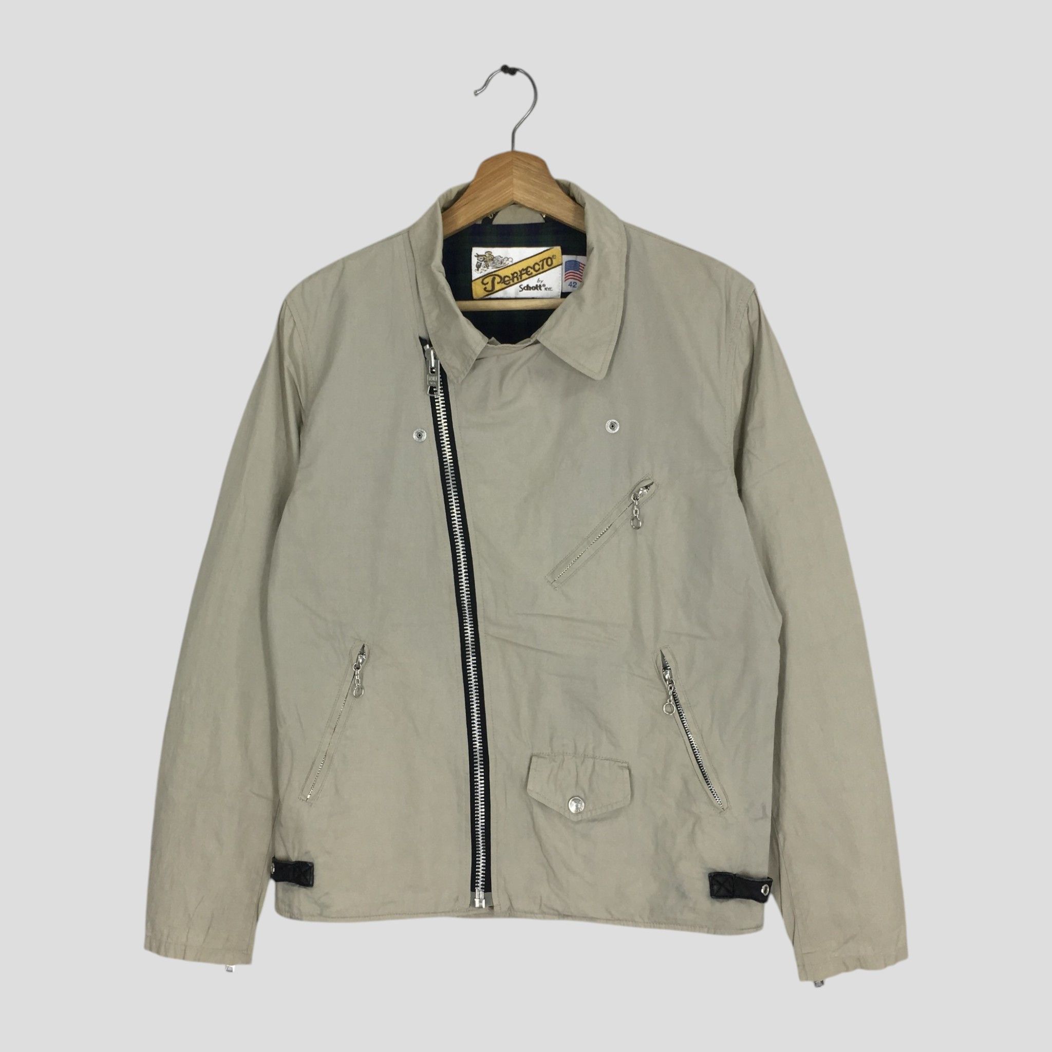 Tripp NYC Vintage 90's Schott Perfecto NYC Gray Jacket - 1848 Size US S / EU 44-46 / 1 - 1 Thumbnail