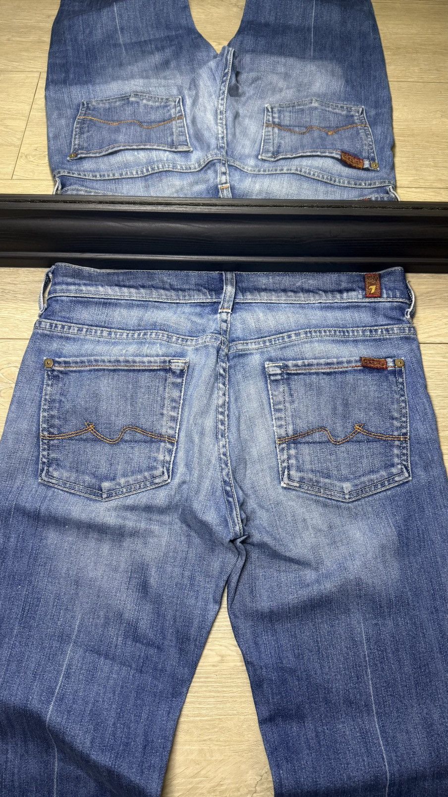 7 For All Mankind 2000s 7 For All Mankind Pinstripe Bootcut Flared Denim Jeans Size 28" / US 6 / IT 42 - 4 Thumbnail