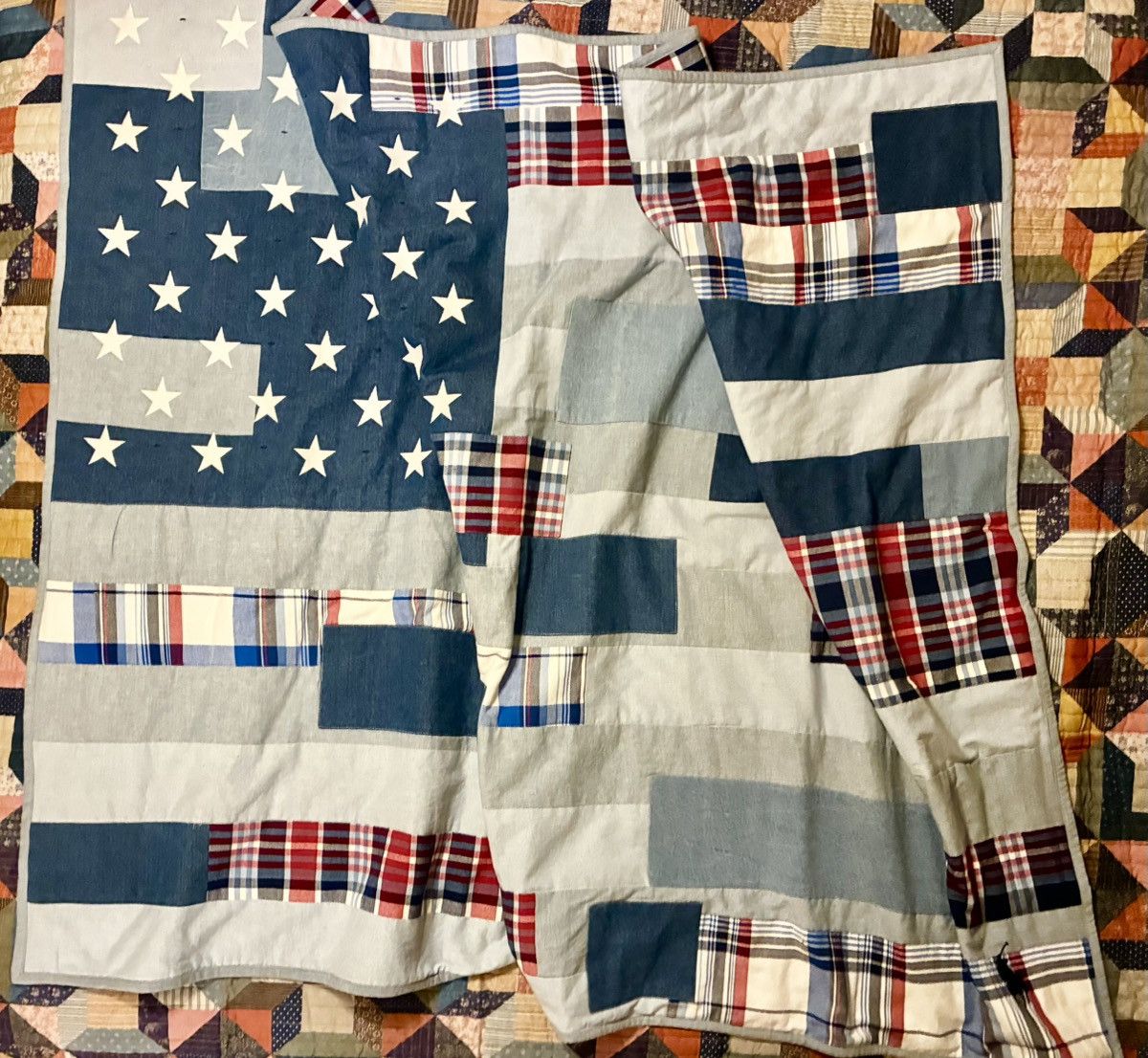 Polo Ralph Lauren POLO RALPH LAUREN PATCHWORK DENIM FLAG BLANKET Size ONE SIZE - 4 Thumbnail