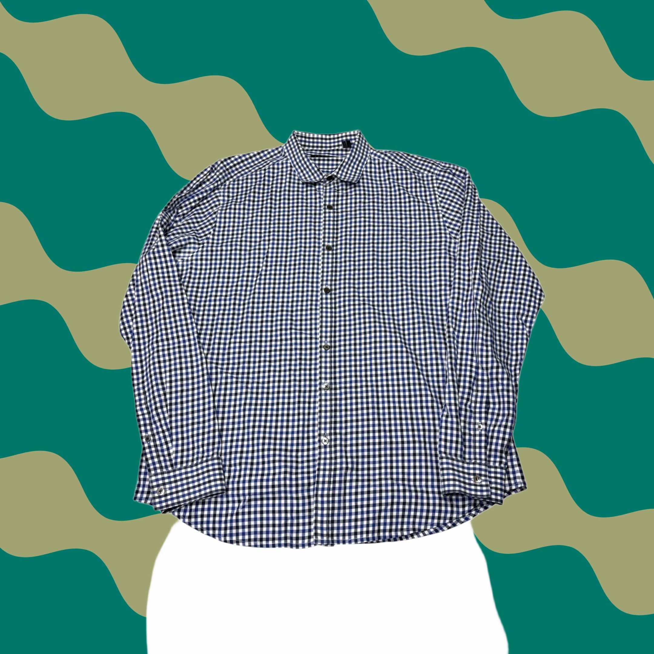 Theory Theory Mens XL Gingham Button Down Shirt Blue White Long Sleeve Cotton Shirt Size US XL / EU 56 / 4 - 1 Thumbnail