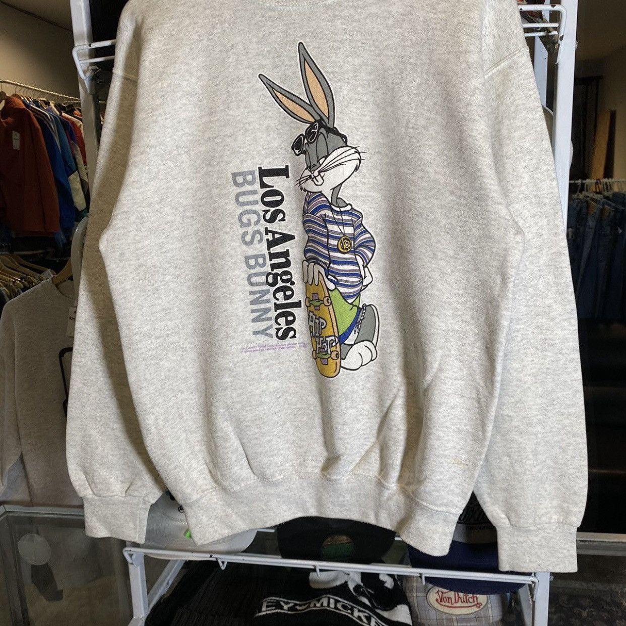 Warner Bros 90s Bugs Bunny Los Angeles Looney Tunes Skater Print Size US L / EU 52-54 / 3 - 4 Thumbnail